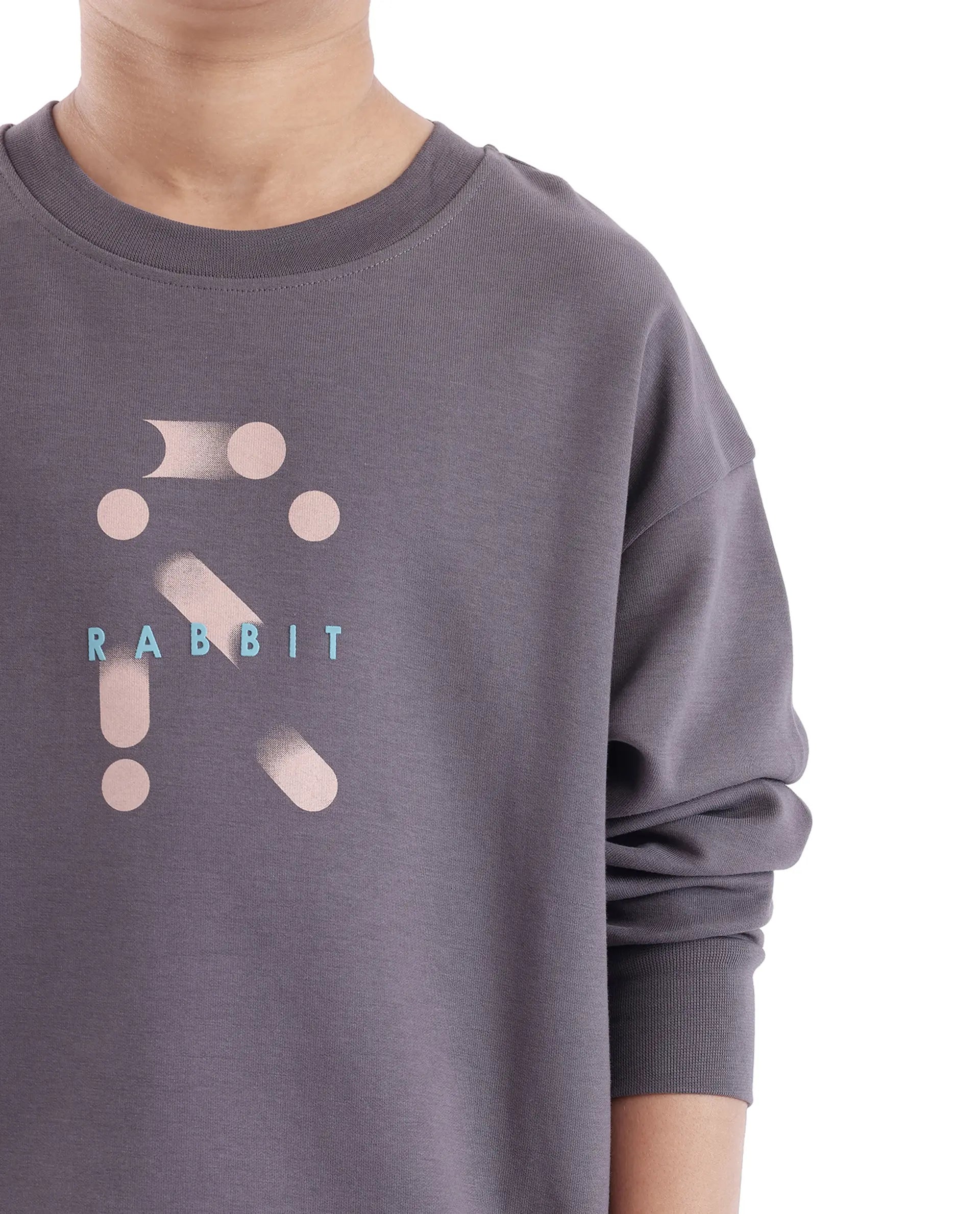 Rare Ones Kids Azen Dark Grey Cotton Poly Full Sleeve Discharge With Hd Sweatshirt