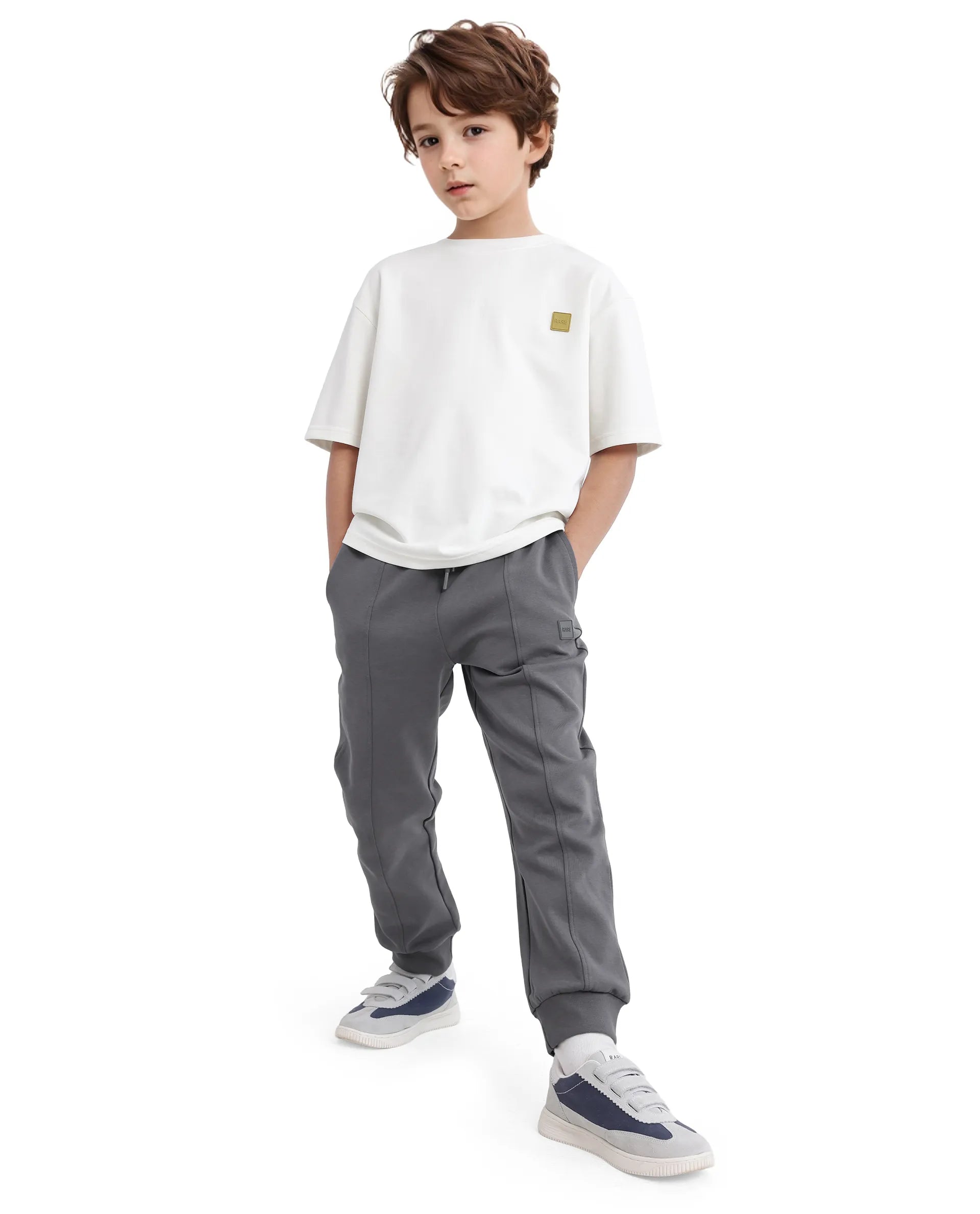 Rare Ones Kids Azeo Dark Grey Cotton Poly Applique Trackpant