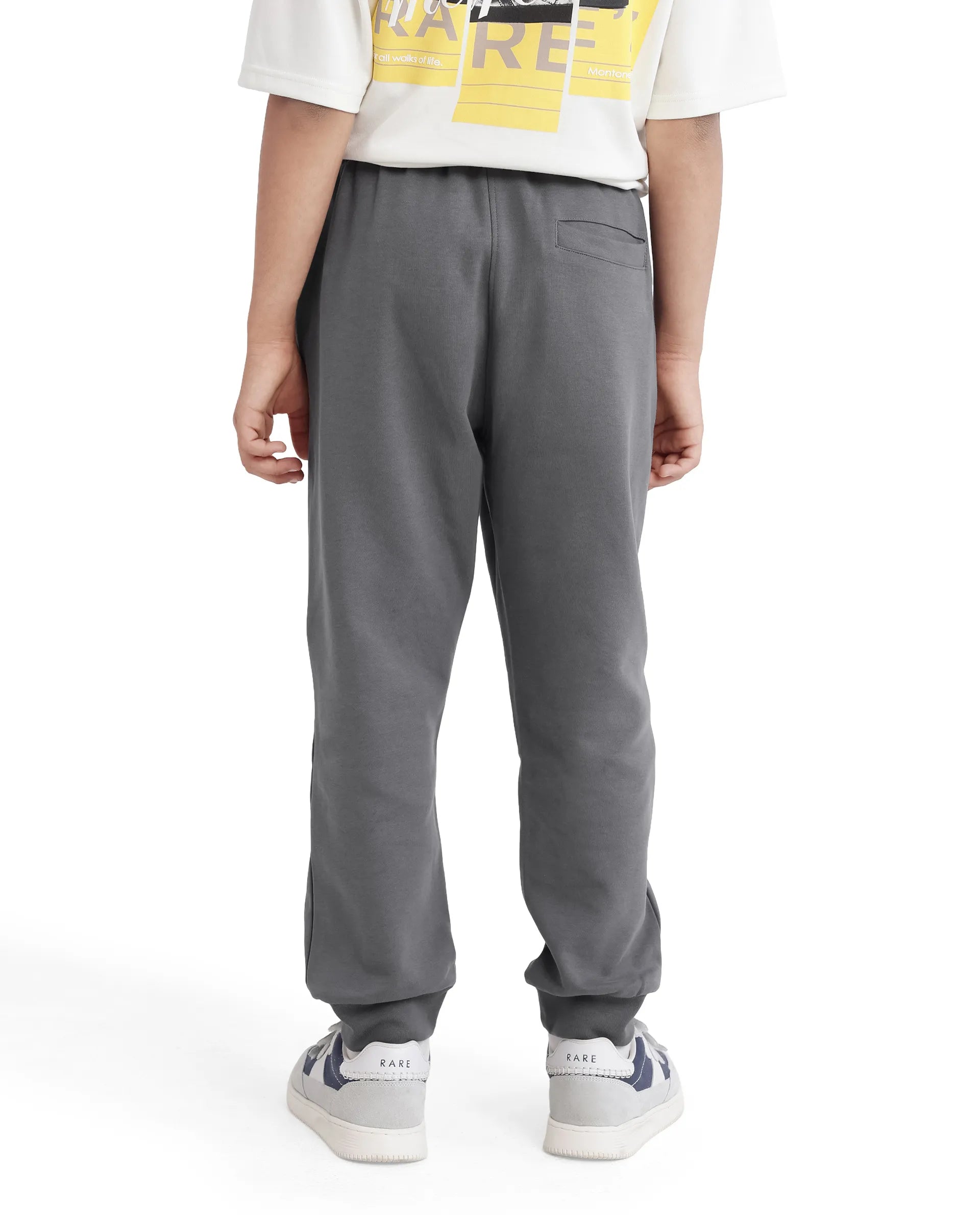 Rare Ones Kids Azeo Dark Grey Cotton Poly Applique Trackpant