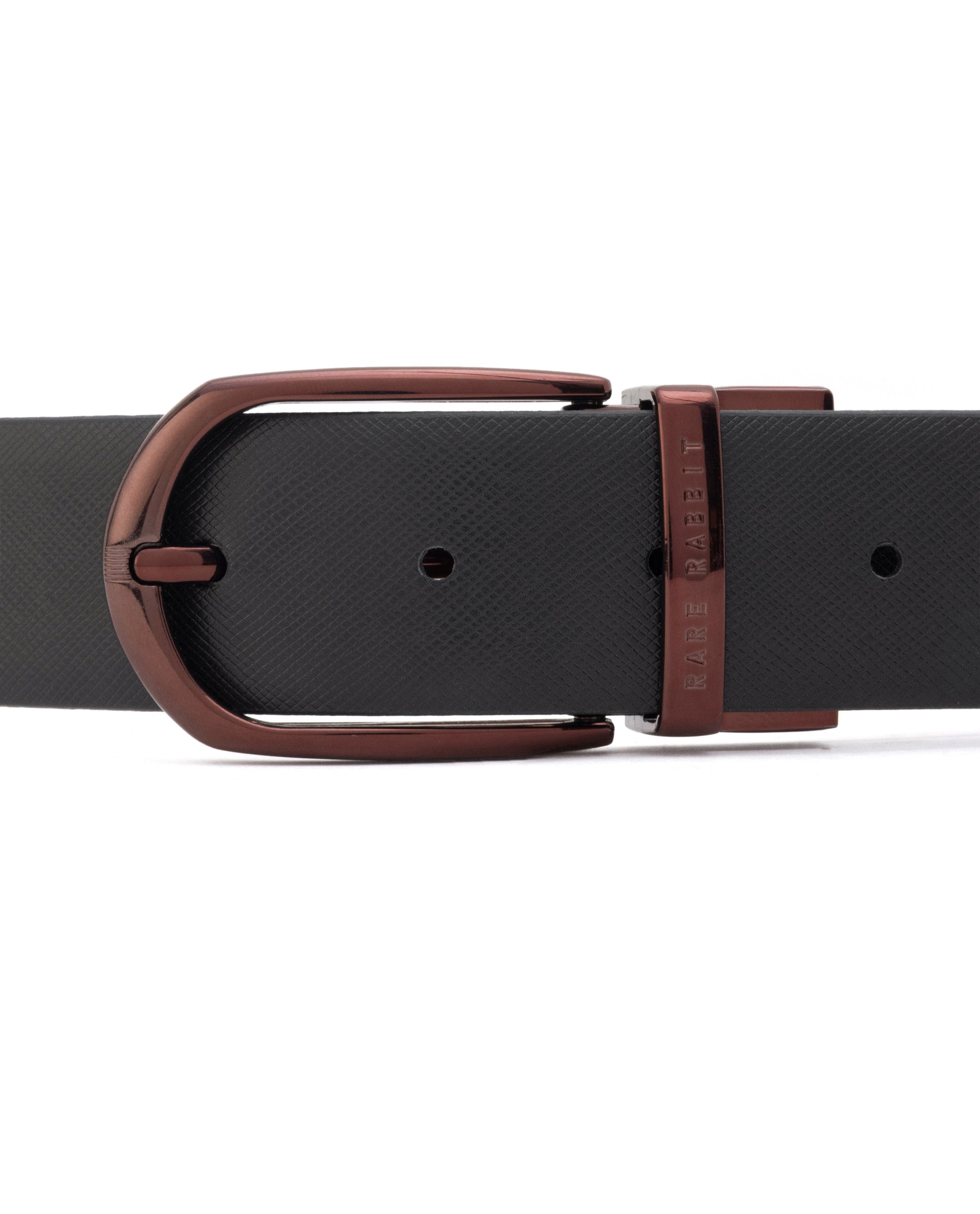 Rare Rabbit Men'S Grata Black Belt Leather