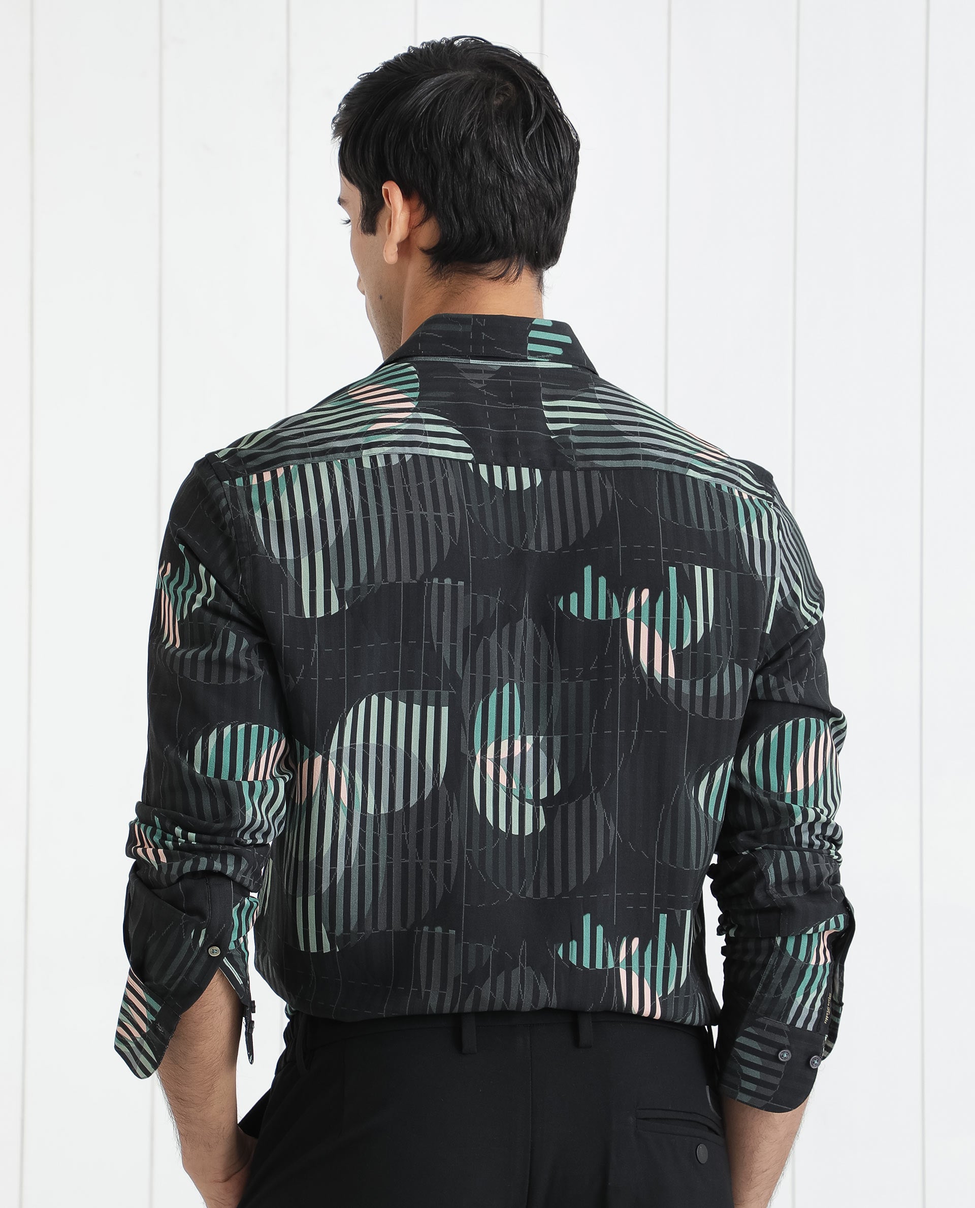 Rare Rabbit Men's Alora Black Viscose Fabric Floral Print Full Sleeves Shirt