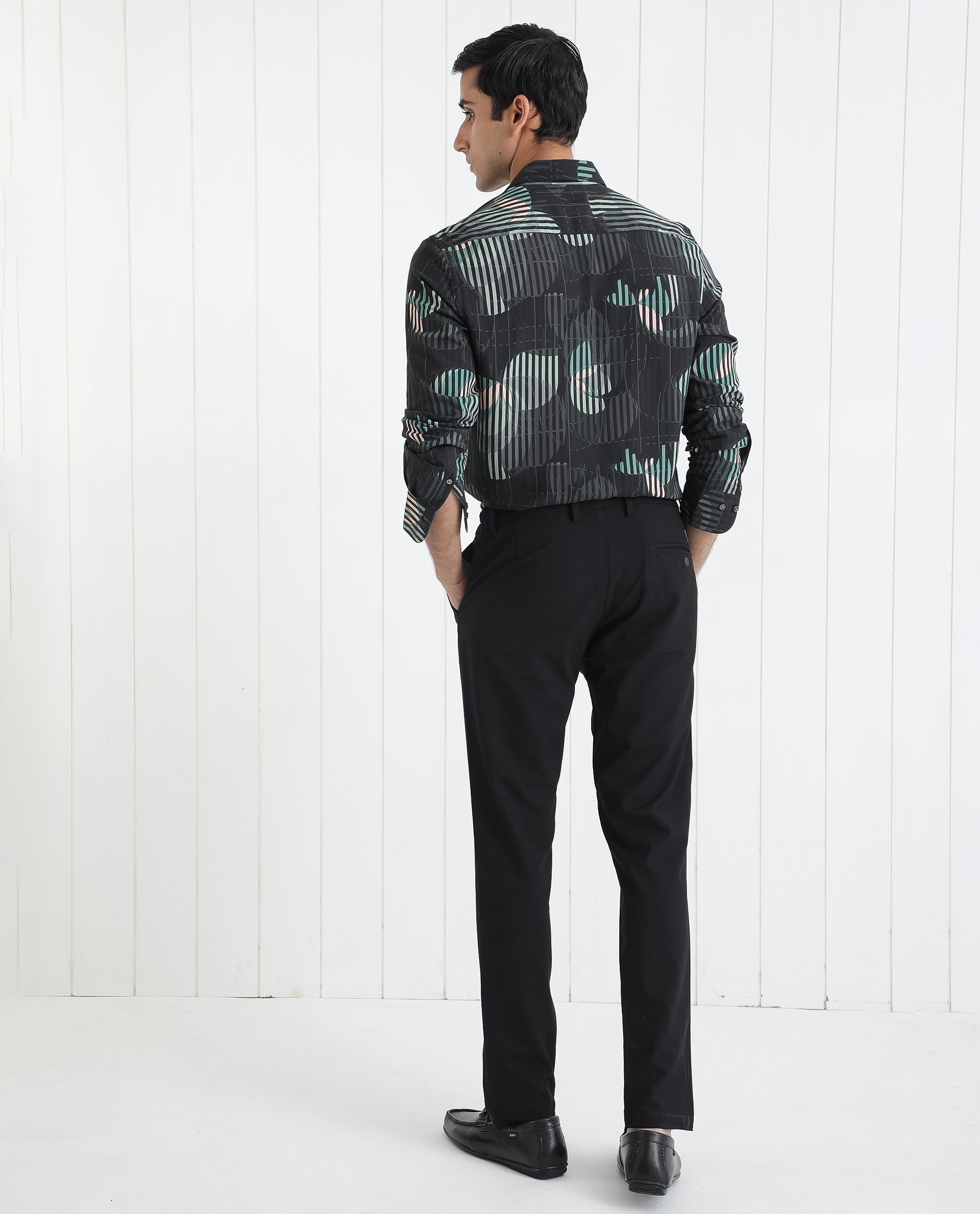 Rare Rabbit Men's Alora Black Viscose Fabric Floral Print Full Sleeves Shirt