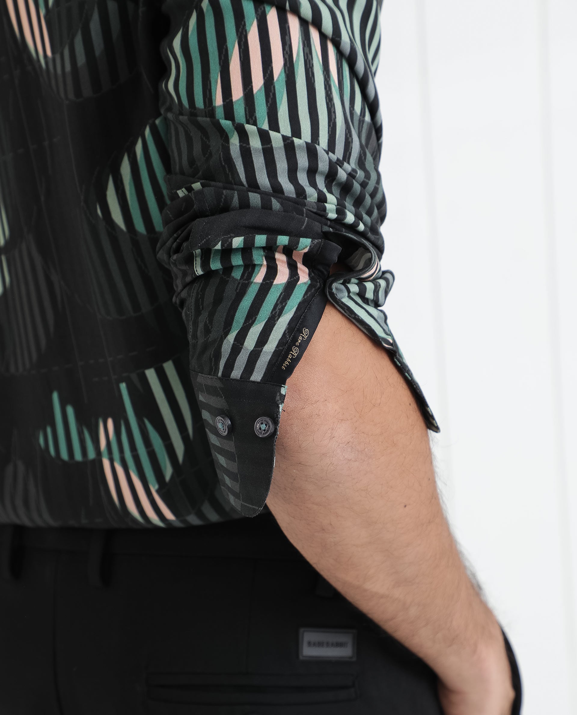 Rare Rabbit Men's Alora Black Viscose Fabric Floral Print Full Sleeves Shirt