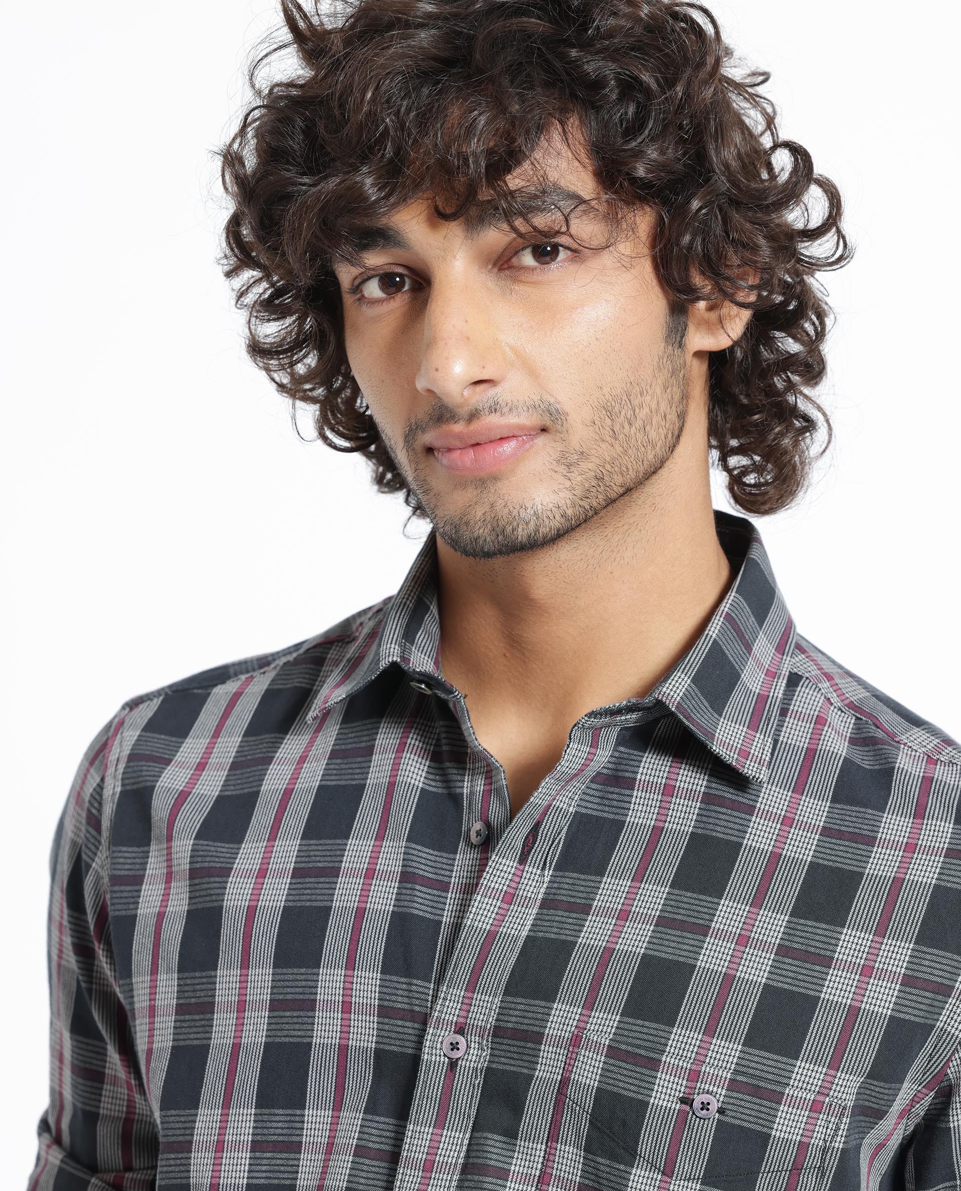 Rare Rabbit Men's Bale Black Cotton Fabric Full Sleeves Checks Shirt