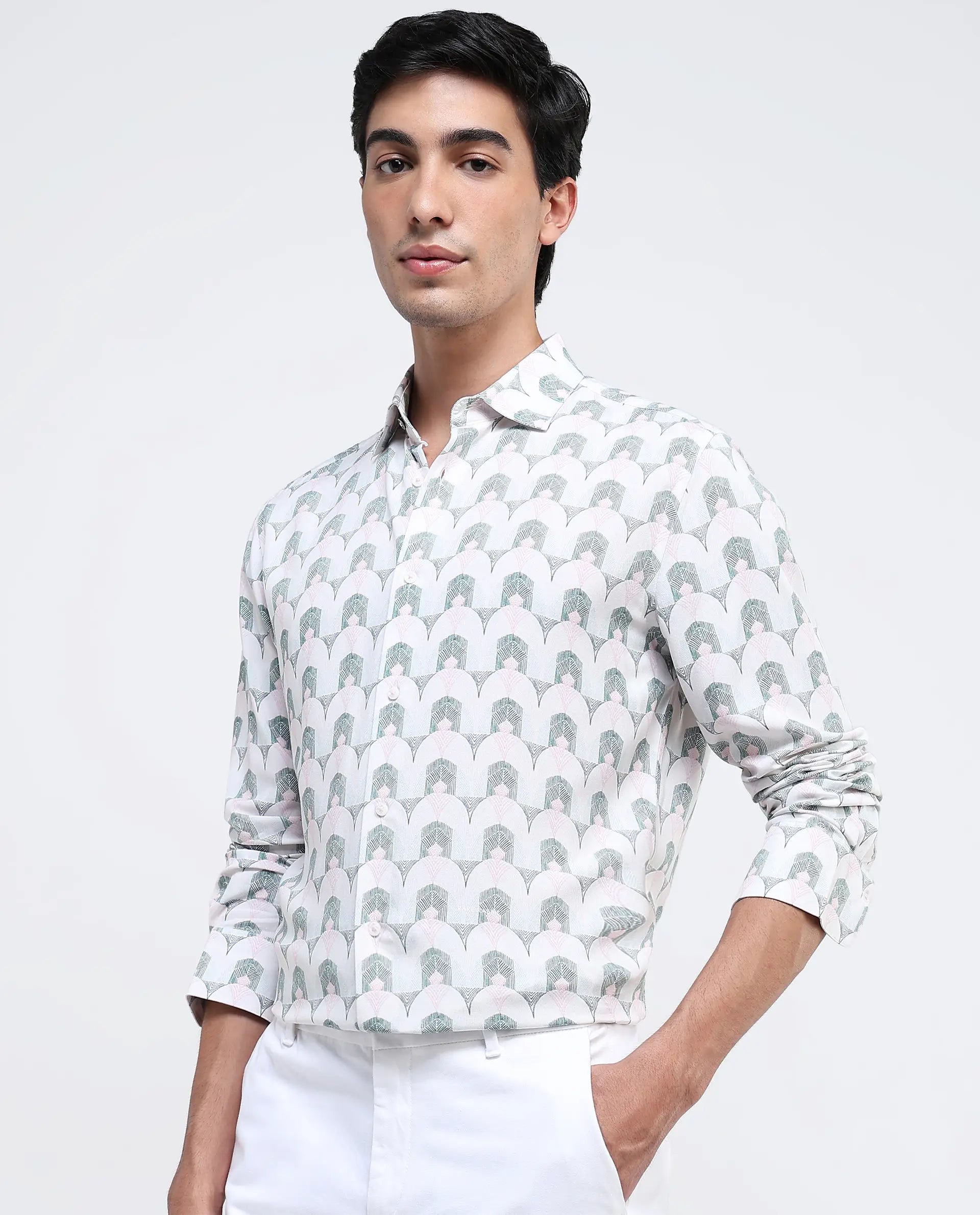 Rare Rabbit Men Balic-1 Pastel Green Full Sleeve Regular Fit Shirt