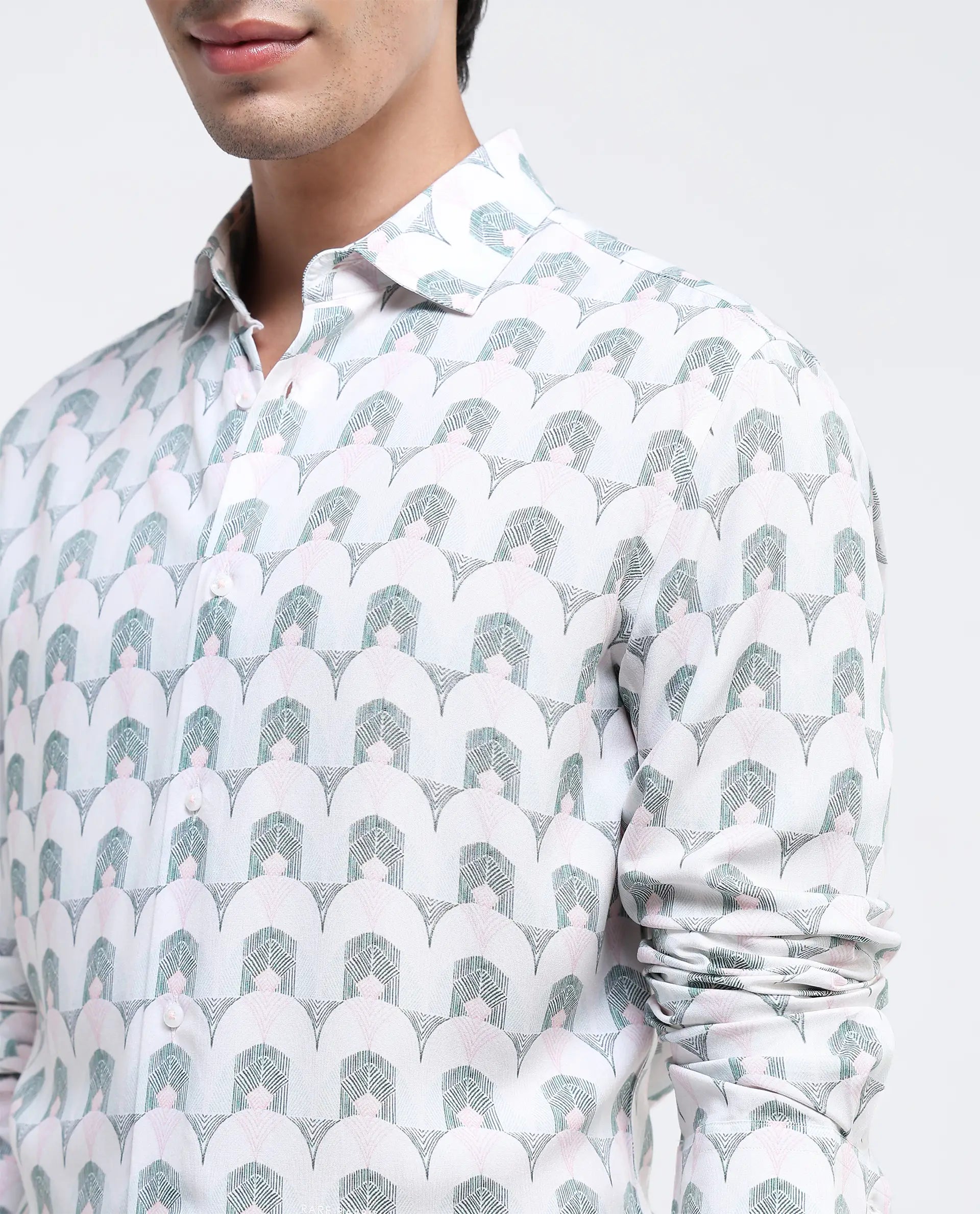 Rare Rabbit Men Balic-1 Pastel Green Full Sleeve Regular Fit Shirt