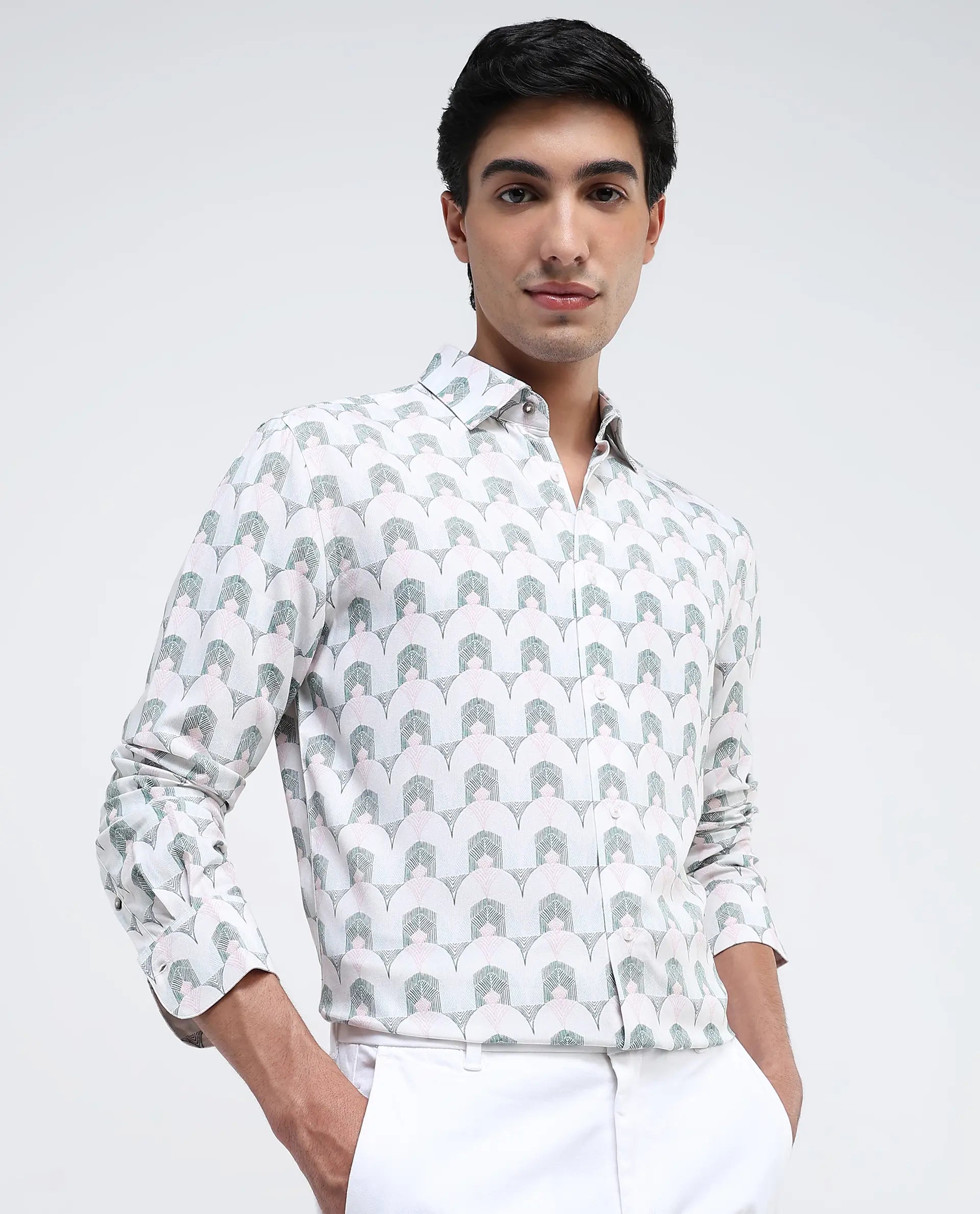 Rare Rabbit Men Balic-1 Pastel Green Full Sleeve Regular Fit Shirt