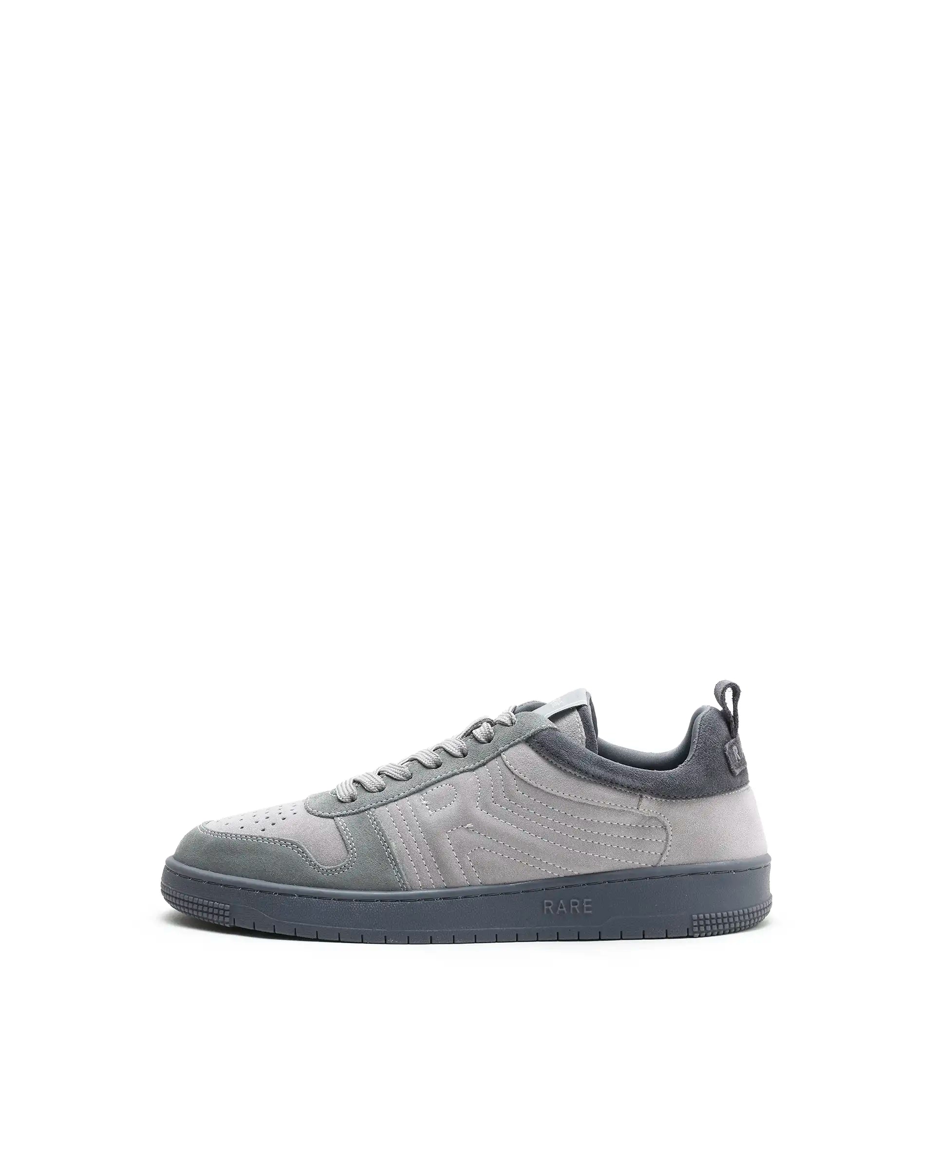 Rarez Men's Banes Light Grey Genuine Suede Leather Low-Top Lace Up Sneaker Shoes