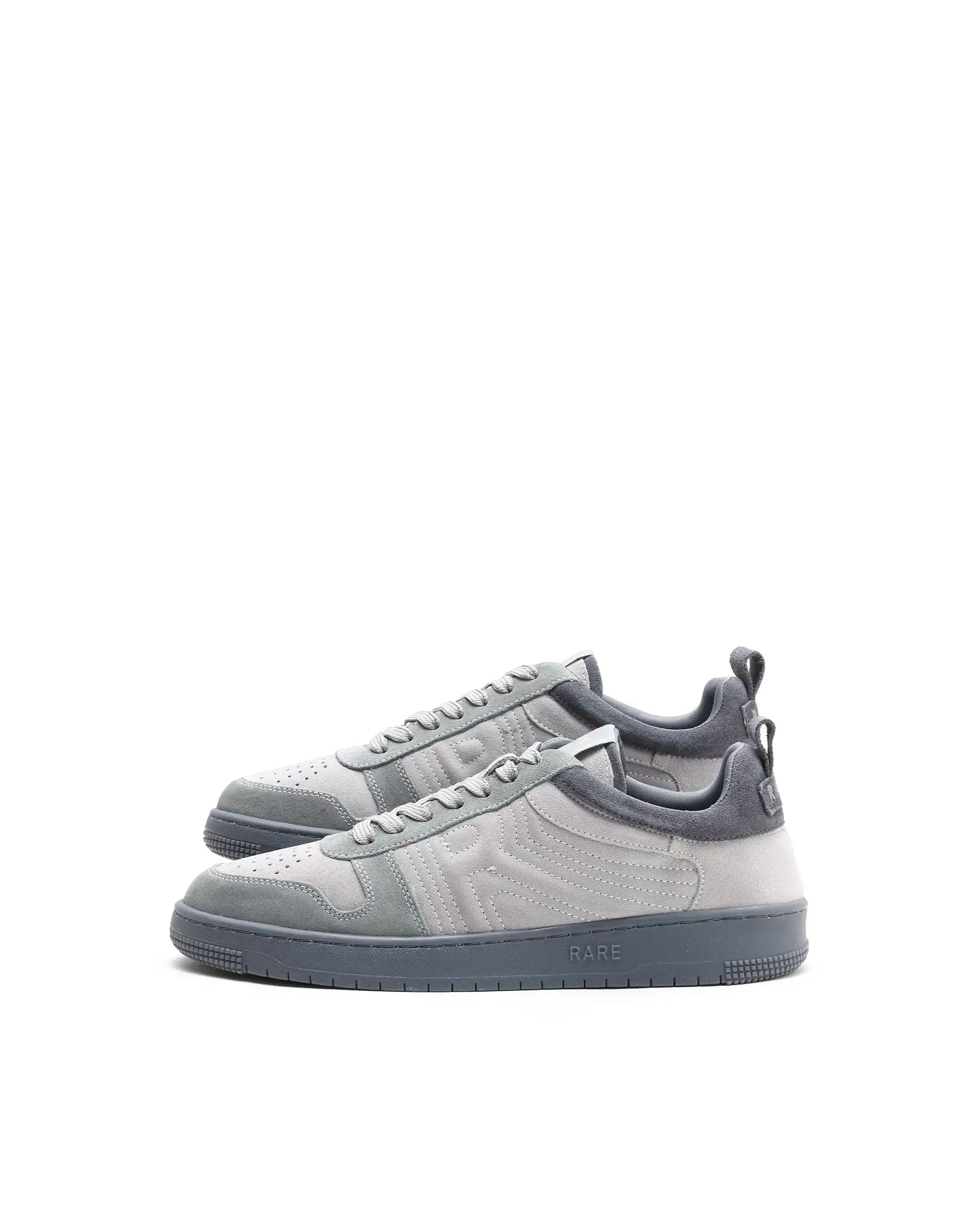 Rarez Men's Banes Light Grey Genuine Suede Leather Low-Top Lace Up Sneaker Shoes
