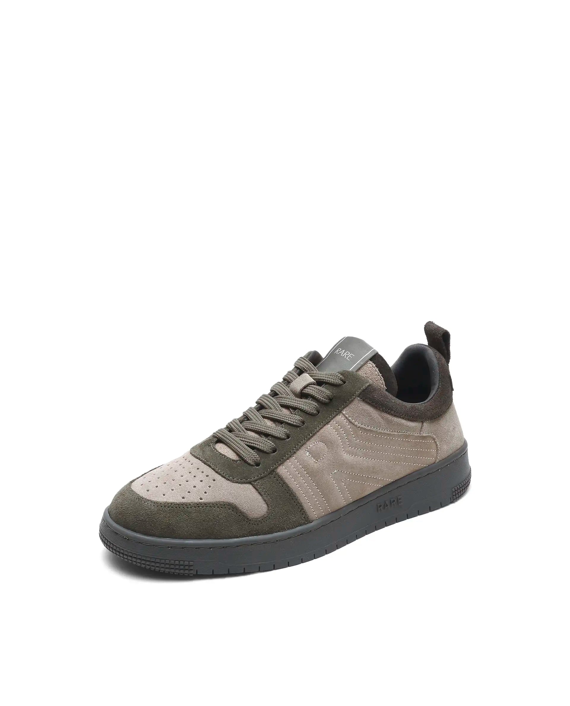 Rarez Men's Banes Primary Olive Genuine Suede Leather Low-Top Lace Up Sneaker Shoes