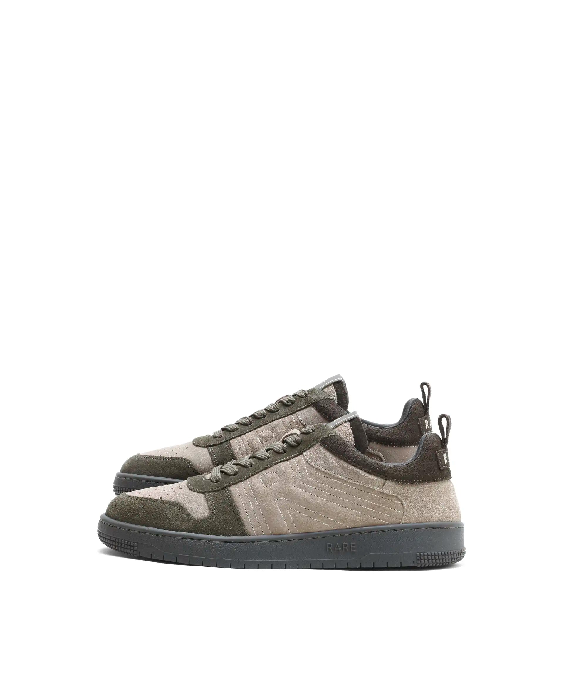 Rarez Men's Banes Primary Olive Genuine Suede Leather Low-Top Lace Up Sneaker Shoes