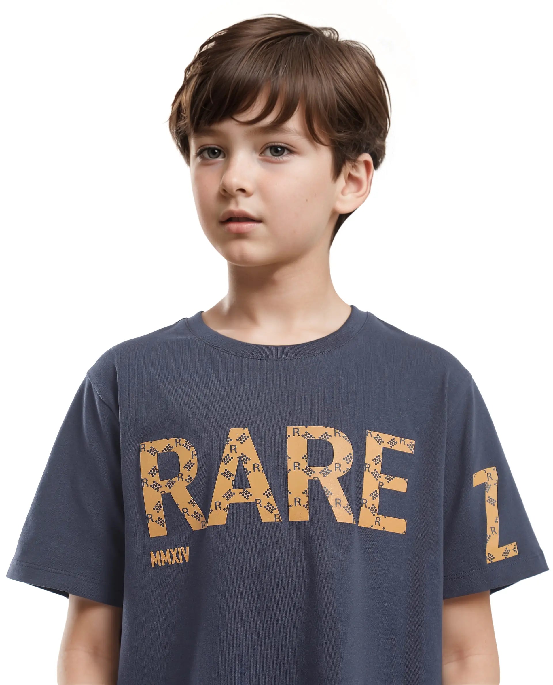 Rare Ones Kids Bant Navy Cotton Half Sleeves Crew Neck Regular Fit Graphic Placement Print T-Shirt