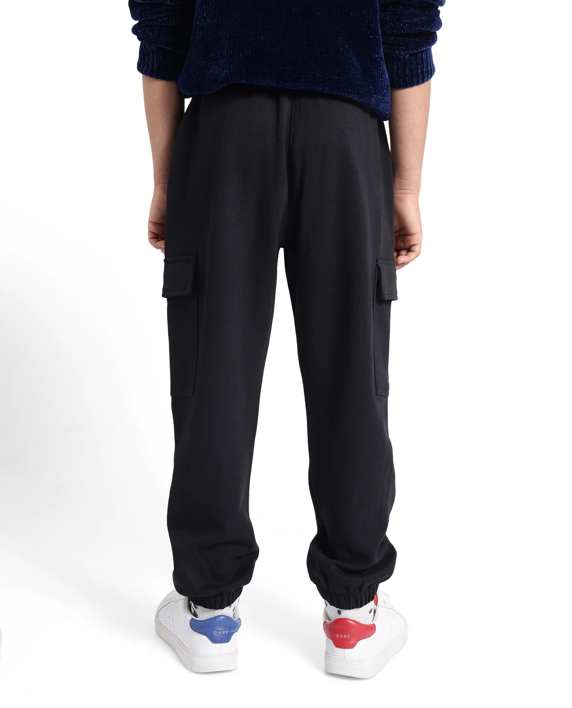 Rare Ones Kids Baro Black Cotton Poly Solid Trackpant