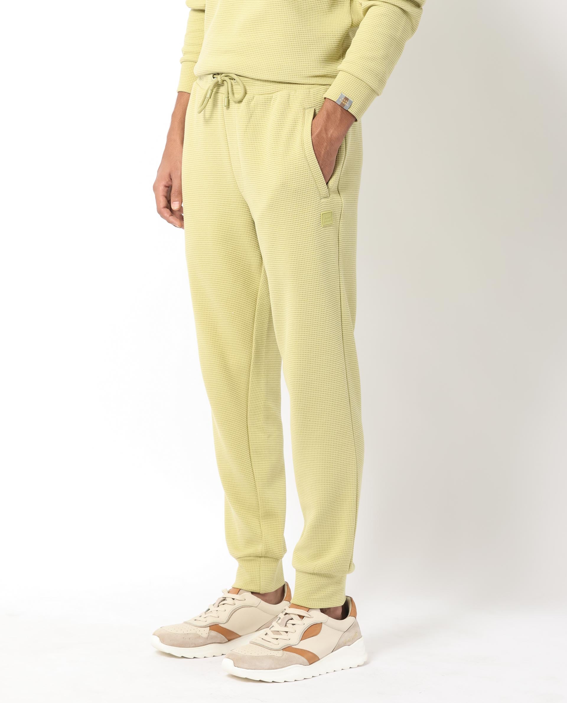 Rare Rabbit Men'S Bastian Pastel Green Track Pant Solid