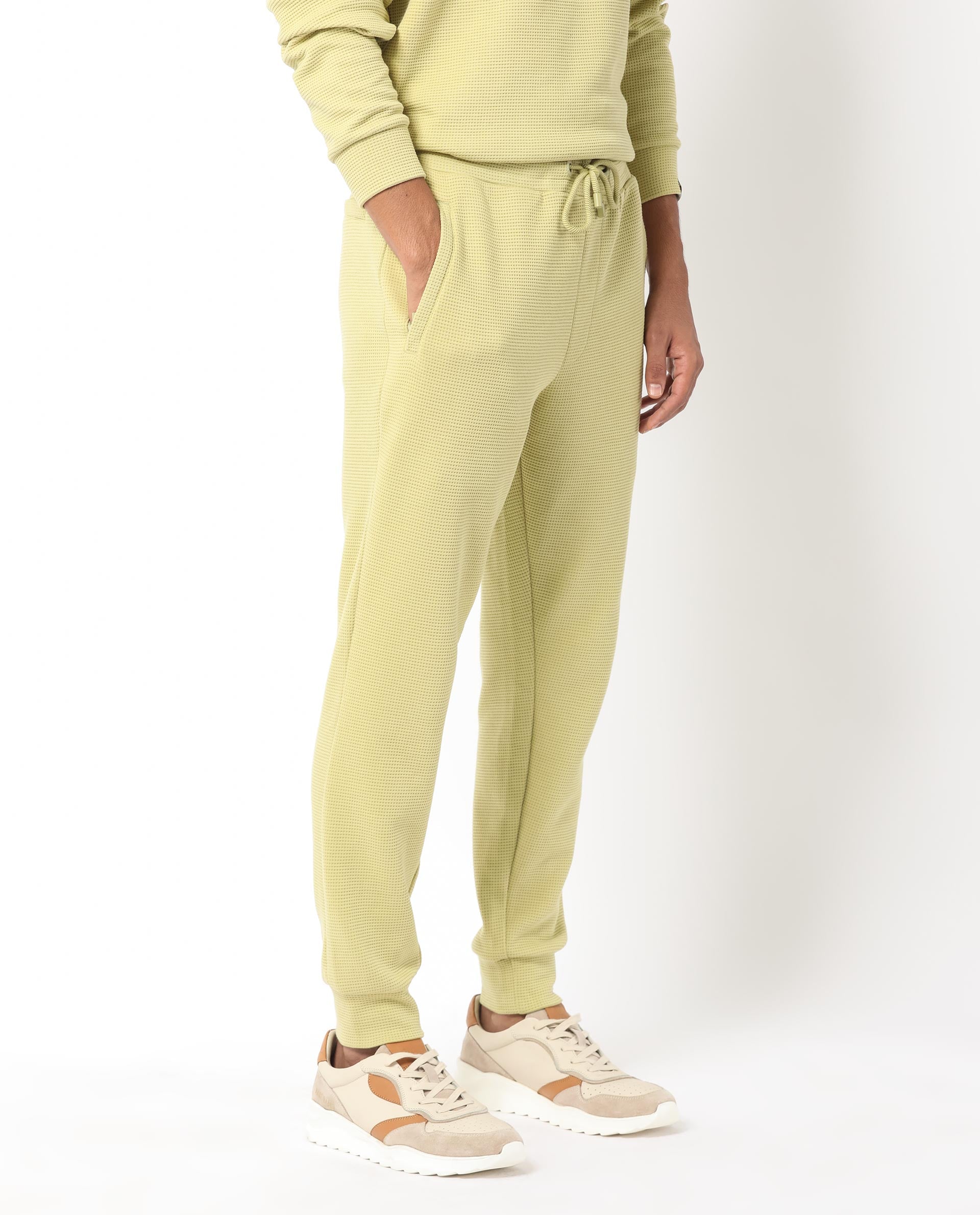 Rare Rabbit Men'S Bastian Pastel Green Track Pant Solid