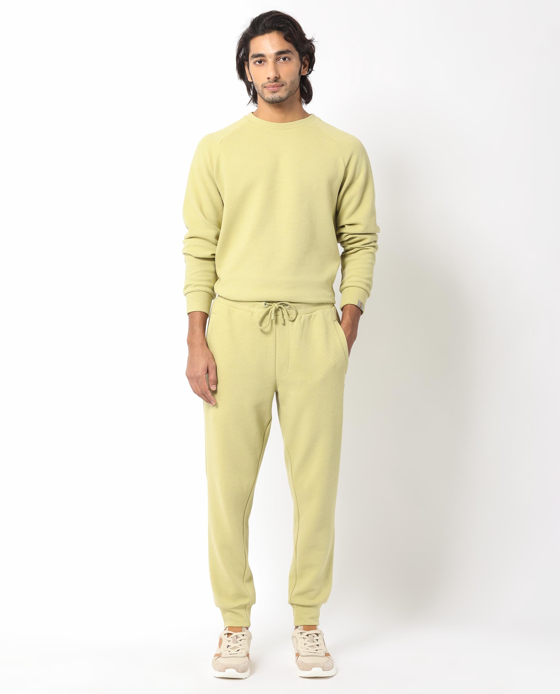 Rare Rabbit Men'S Bastian Pastel Green Track Pant Solid