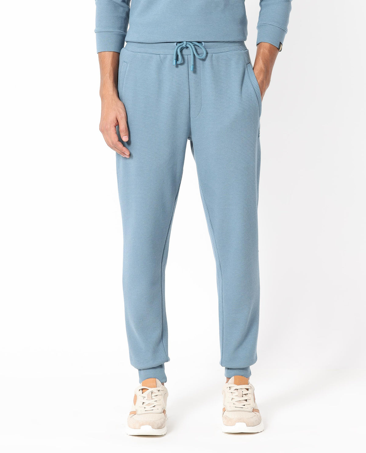 Rare Rabbit Men'S Bastian Teal Track Pant Solid