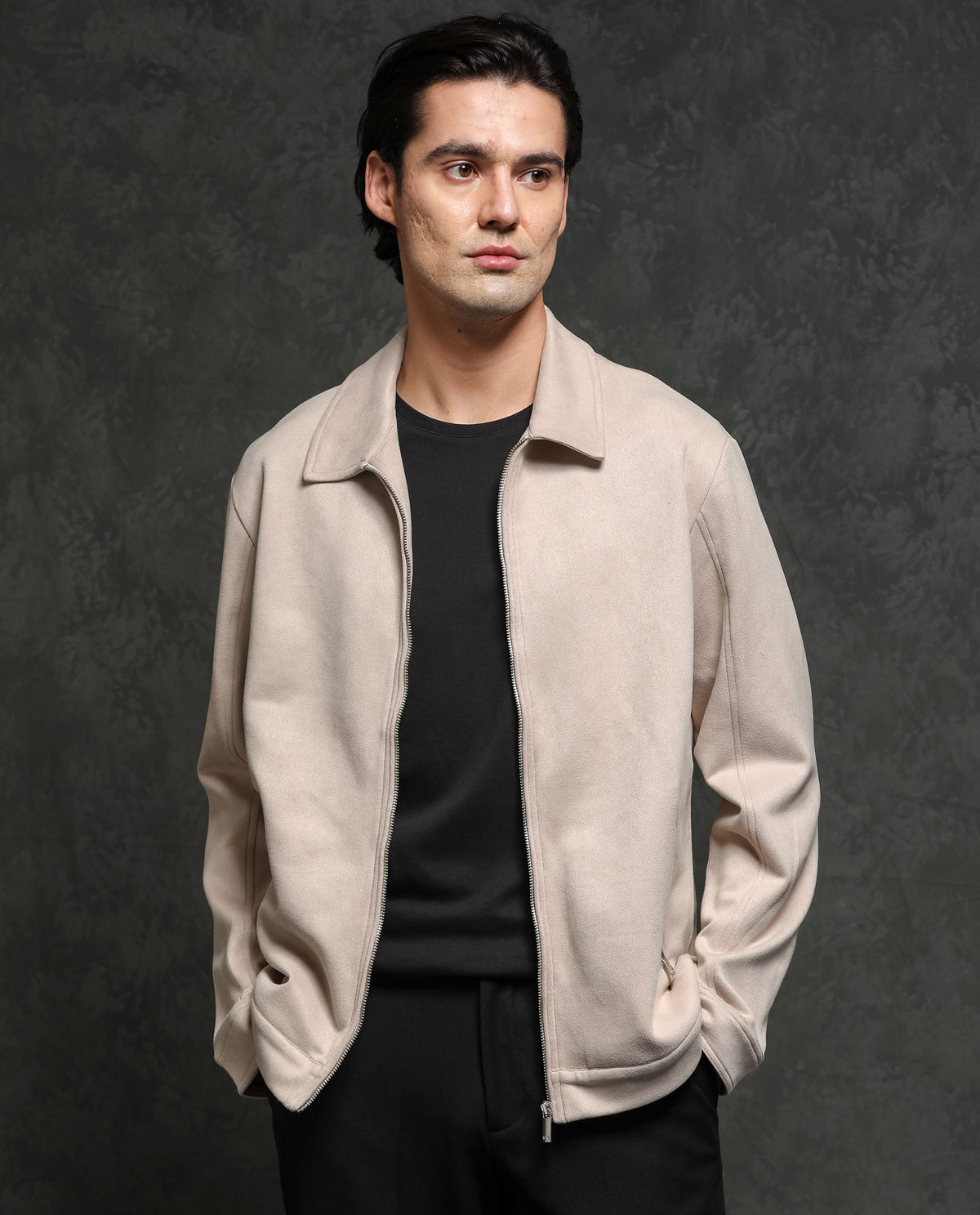 Rare Rabbit Mens Baxer Offwhite Jacket Polyester Fabric Collared Neck Woven Full Sleeves Button And Zip Closure Boxy Fit