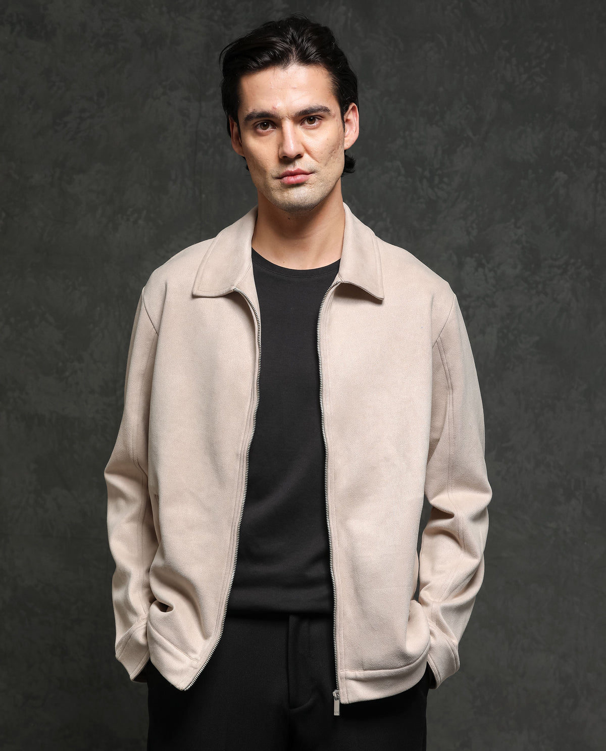 Rare Rabbit Mens Baxer Offwhite Jacket Polyester Fabric Collared Neck Woven Full Sleeves Button And Zip Closure Boxy Fit