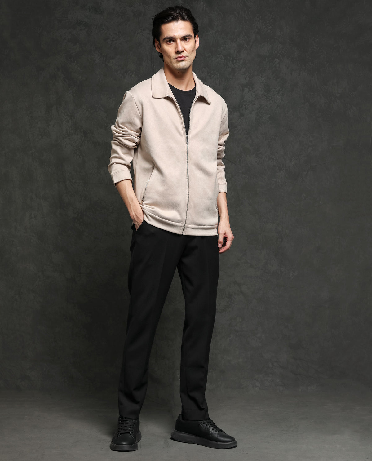 Rare Rabbit Mens Baxer Offwhite Jacket Polyester Fabric Collared Neck Woven Full Sleeves Button And Zip Closure Boxy Fit