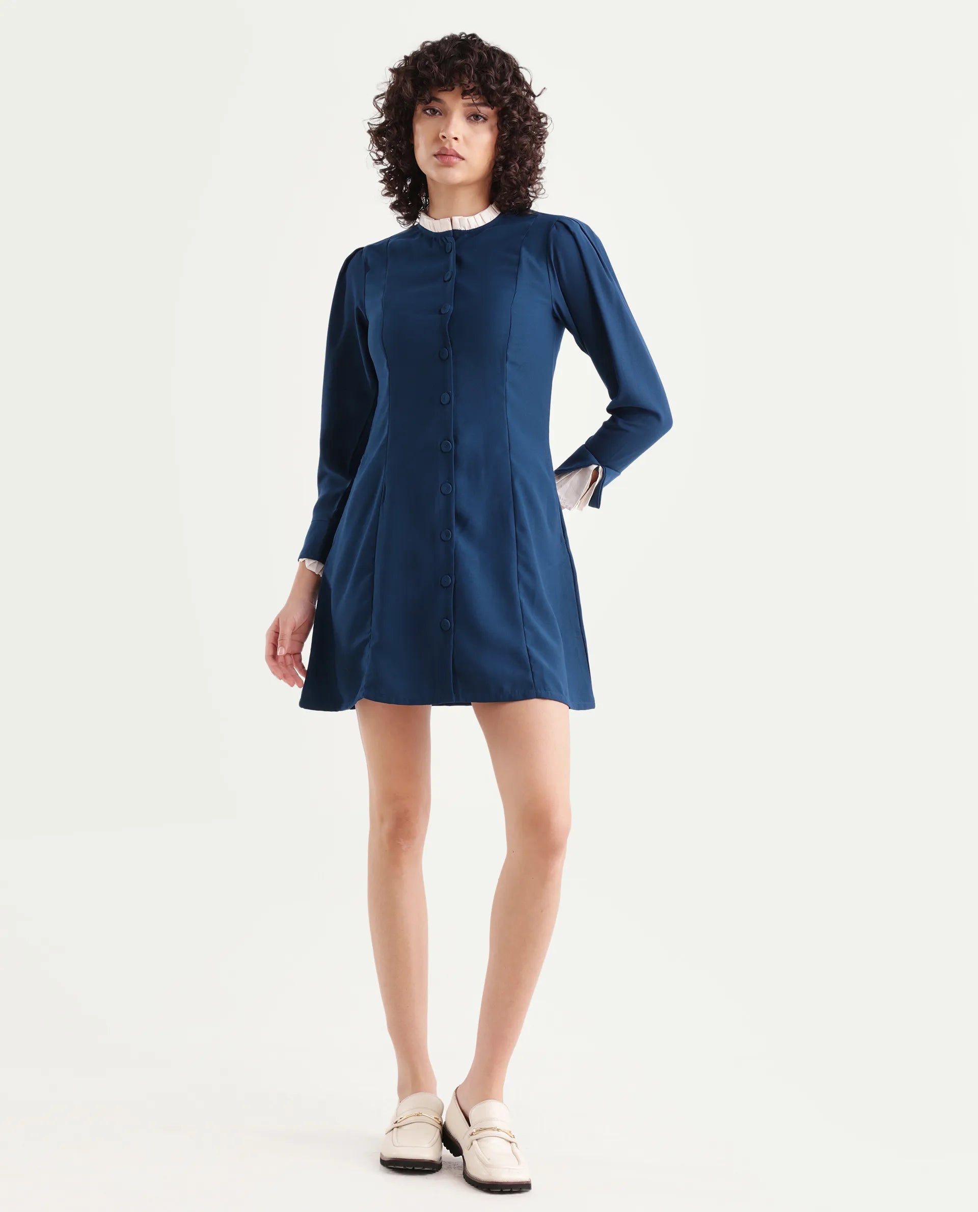 Rareism Women's Bayburt Teal Satin Sweetheart Neck Plain Knee Length Straight Fit Dress