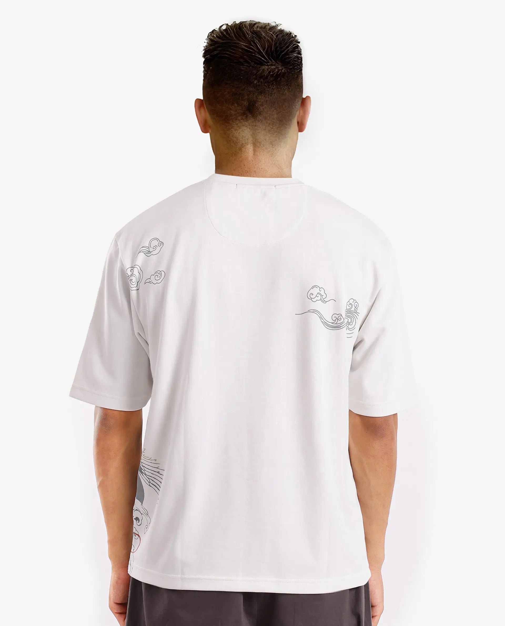 Rare Rabbit Men Bazy Off White Cotton Polyester Fabric Short Sleeve Crew Neck Graphic Print T-Shirt