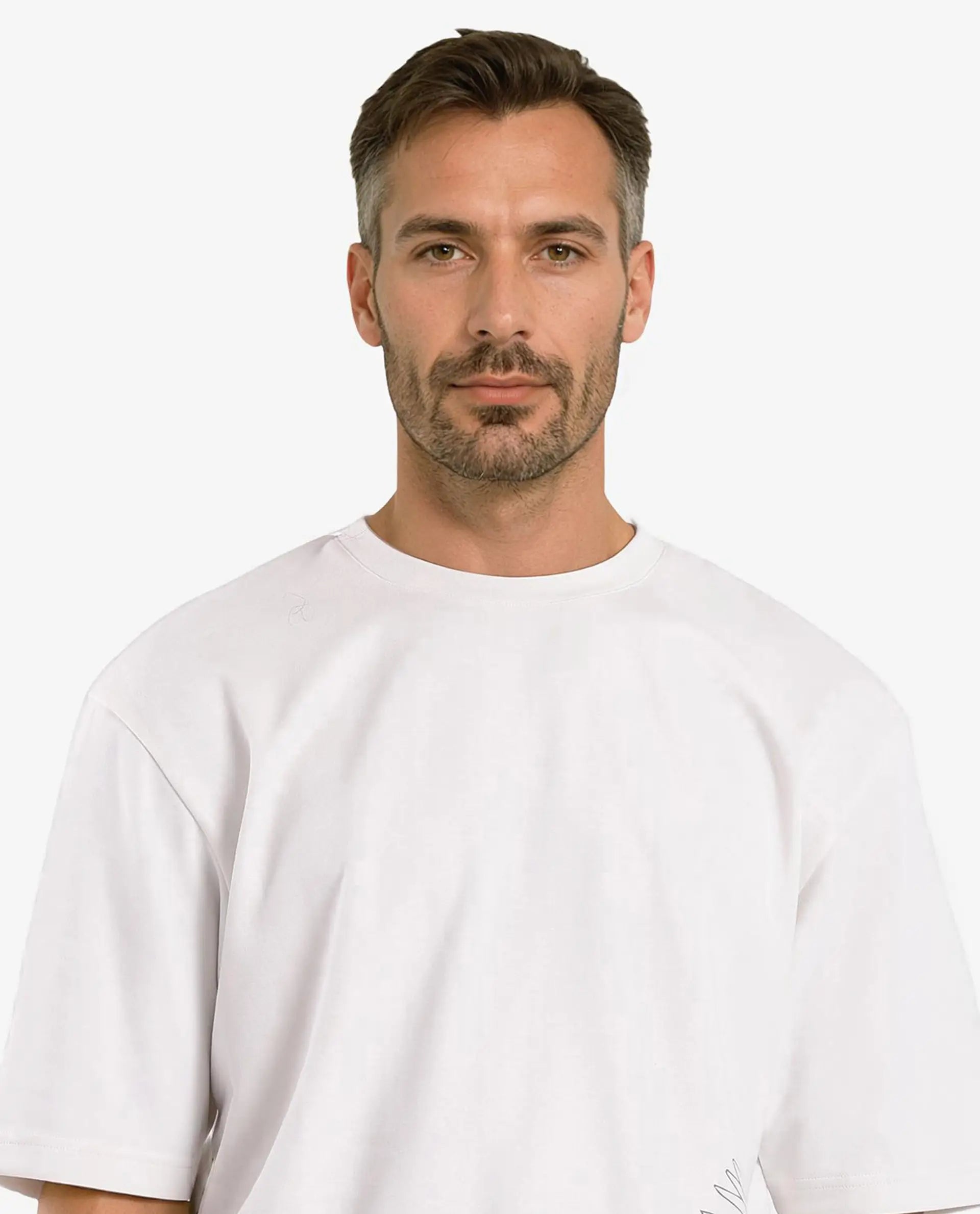 Rare Rabbit Men Bazy Off White Cotton Polyester Fabric Short Sleeve Crew Neck Graphic Print T-Shirt