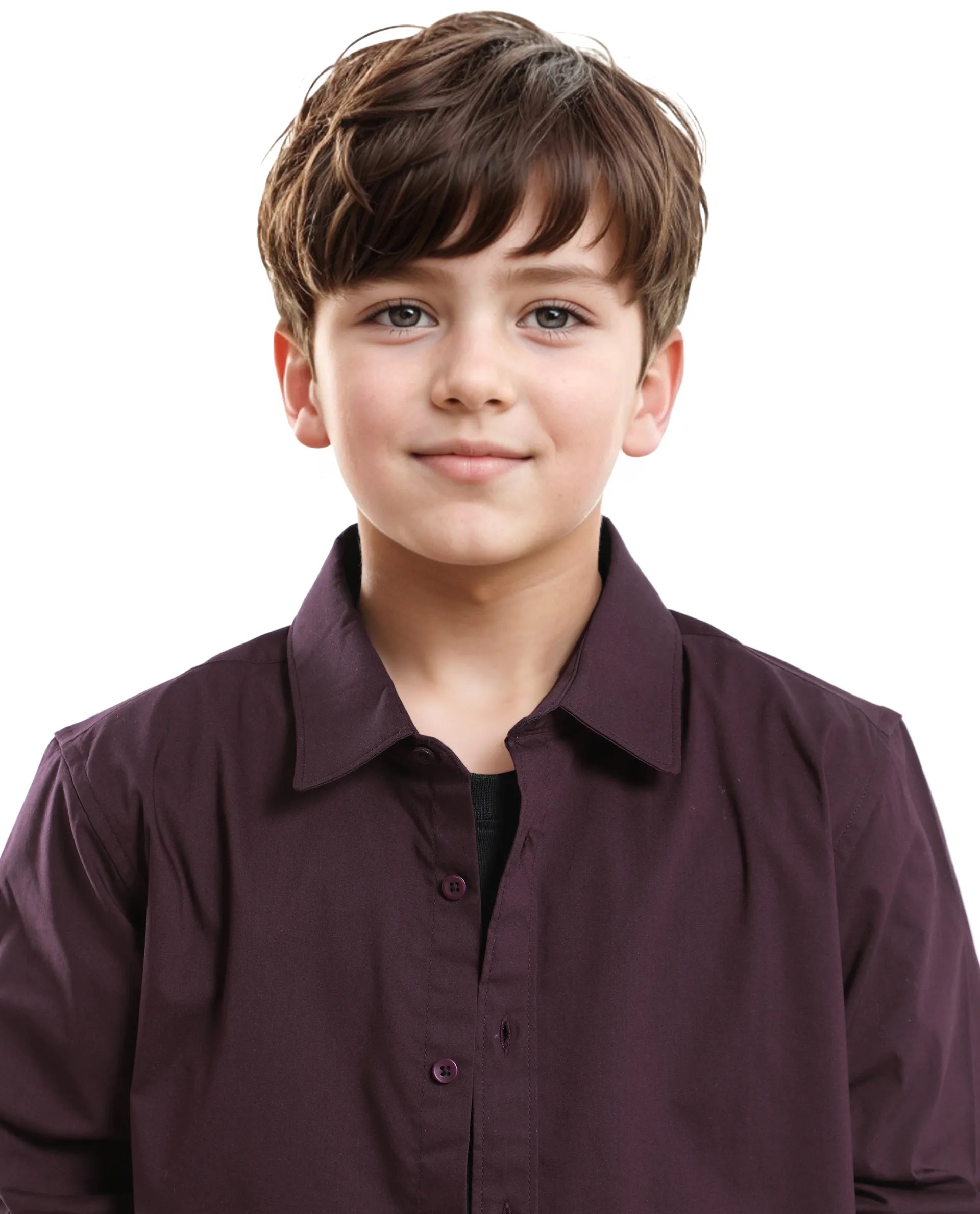 Rare Ones Kids Beno Maroon Cotton Blend Full Sleeve Button Solid Regular Fit Shirt