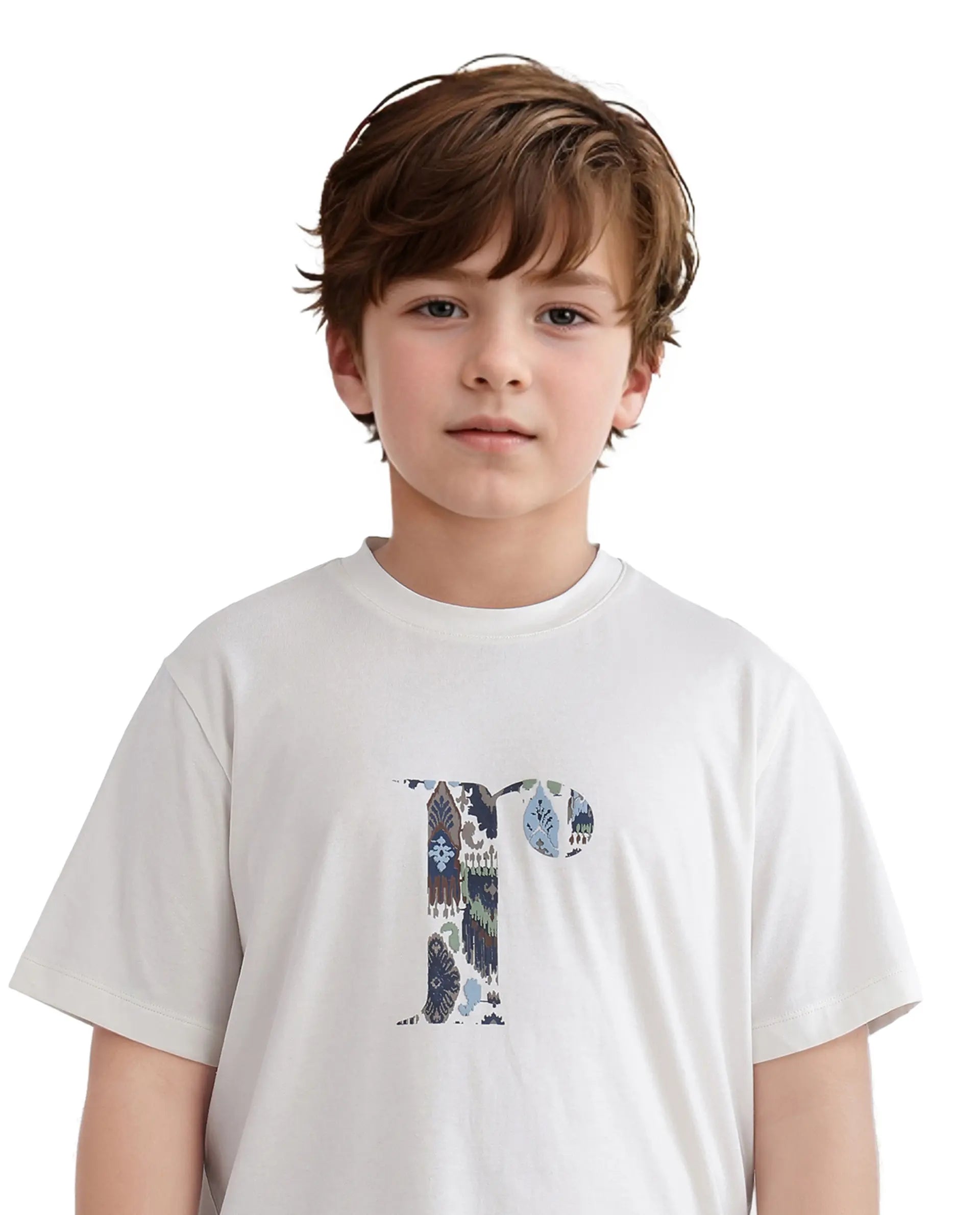 Rare Ones Kids Bent-K Off White Cotton Blend Short Sleeve Crew Neck Print T-Shirt