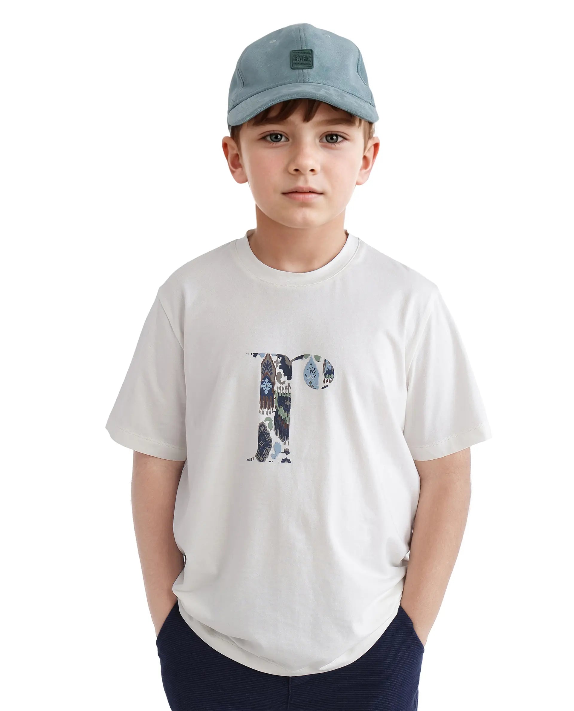 Rare Ones Kids Bent-K Off White Cotton Blend Short Sleeve Crew Neck Print T-Shirt