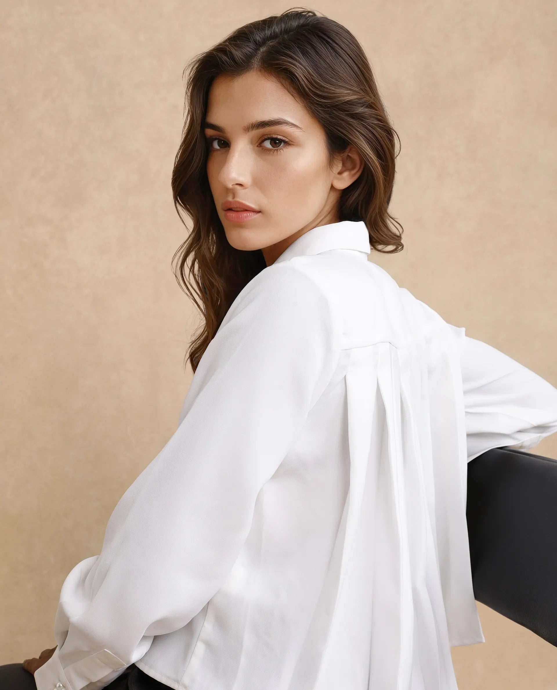 Rareism Women's Bharvik White Polyester Spread Collar Plain Cuffed Sleeve Crop Relaxed Fit Shirt