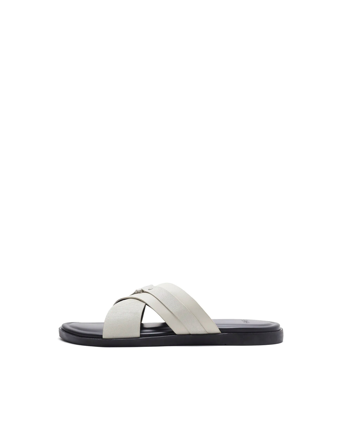 Rarez Men's Blake Light Ecru Leather Regular Sandal