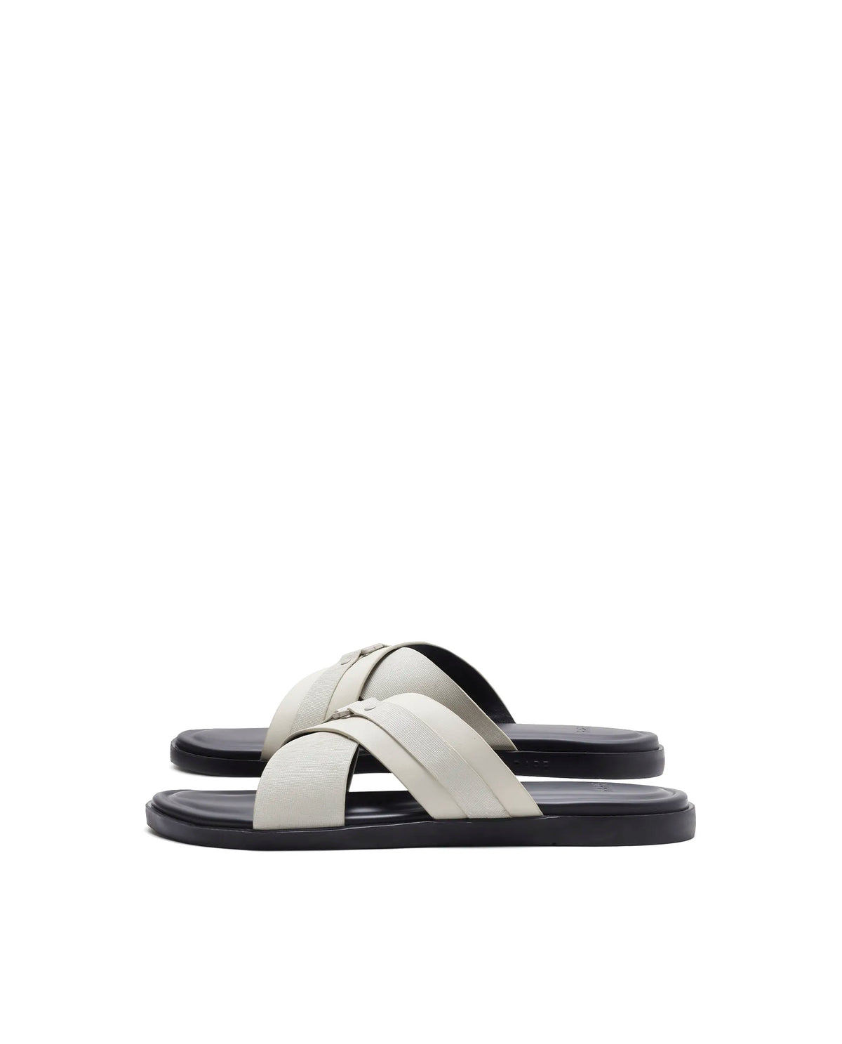 Rarez Men's Blake Light Ecru Leather Regular Sandal