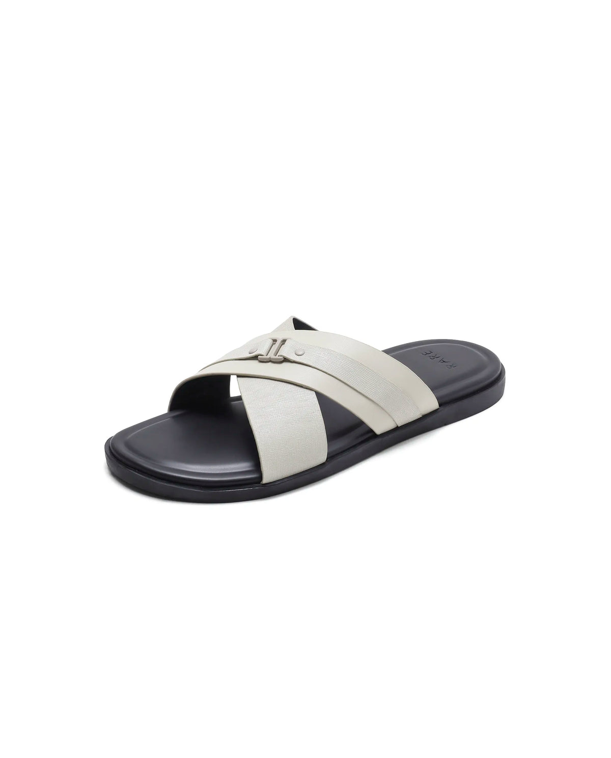 Rarez Men's Blake Light Ecru Leather Regular Sandal