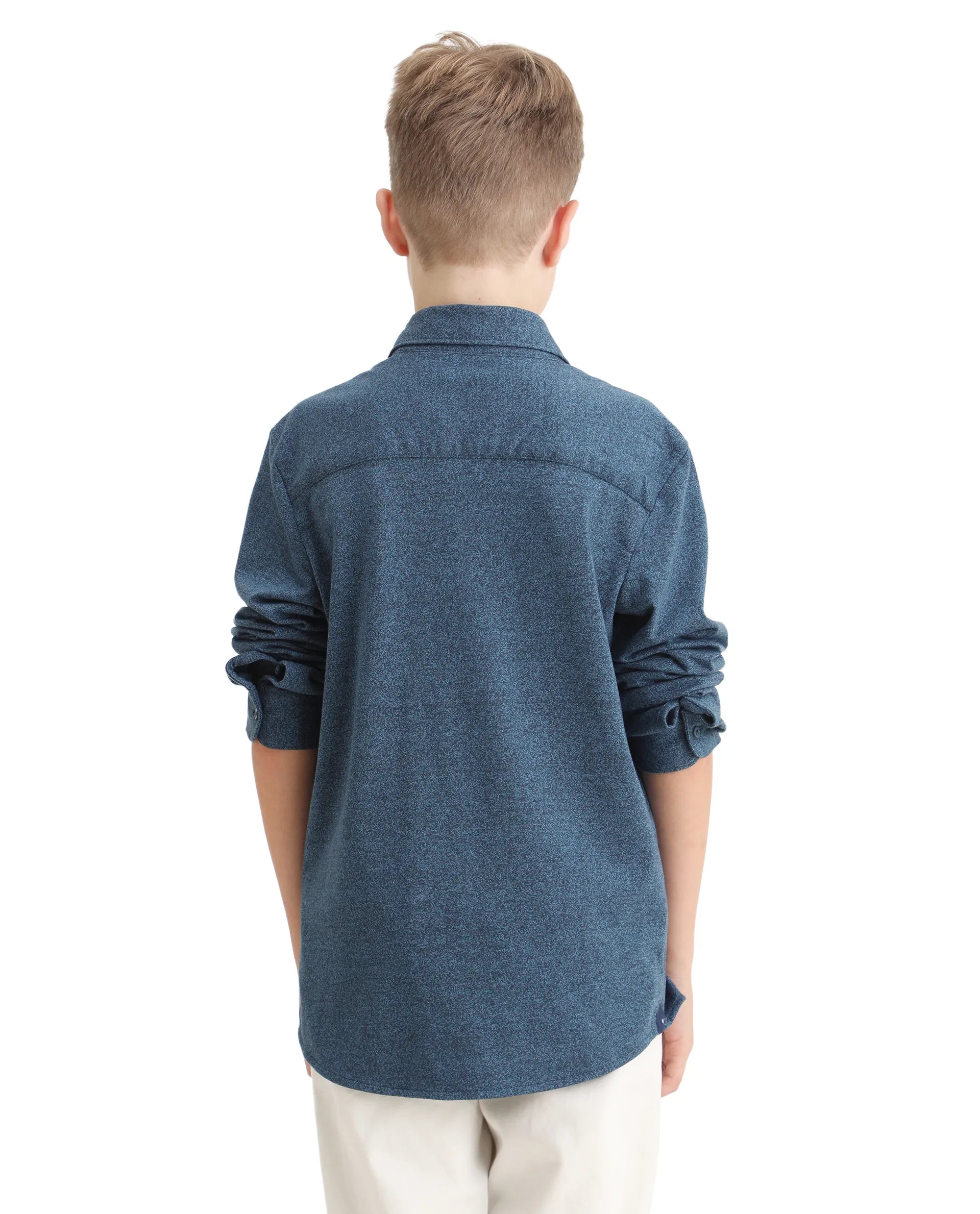 Rare Ones Kids Bler-K Blue Cotton Blend Solid Button Closure Regular Fit Shirt