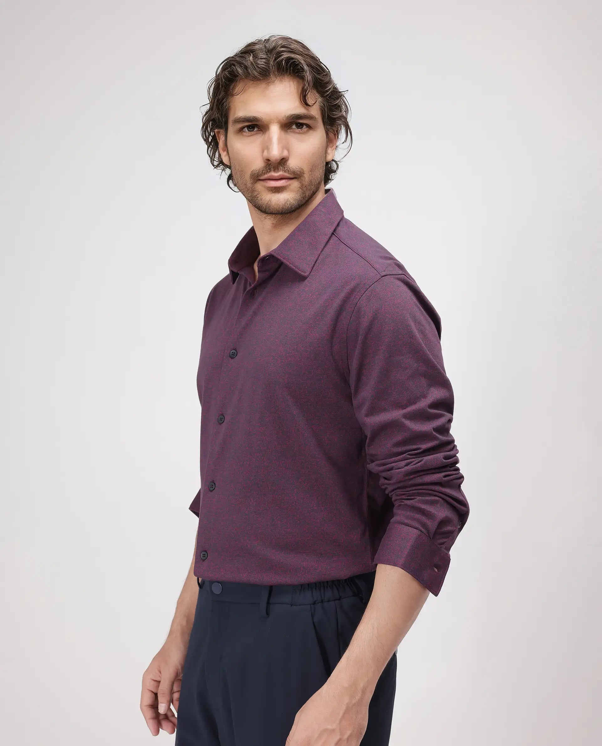 Rare Rabbit Men's Bler Maroon Cotton Poly Fabric Full Sleeve Spread Collar Button Closure Regular Fit Plain Shirt