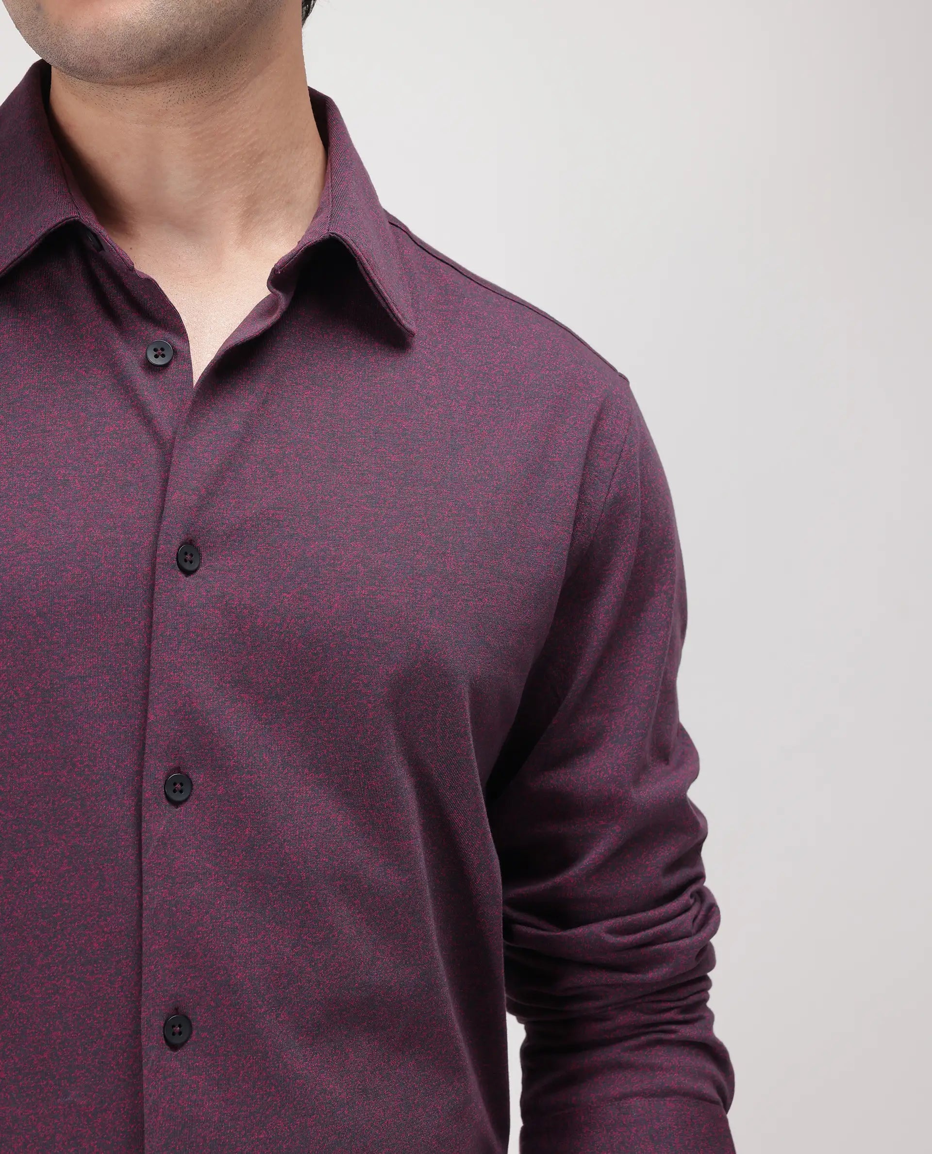 Rare Rabbit Men's Bler Maroon Cotton Poly Fabric Full Sleeve Spread Collar Button Closure Regular Fit Plain Shirt