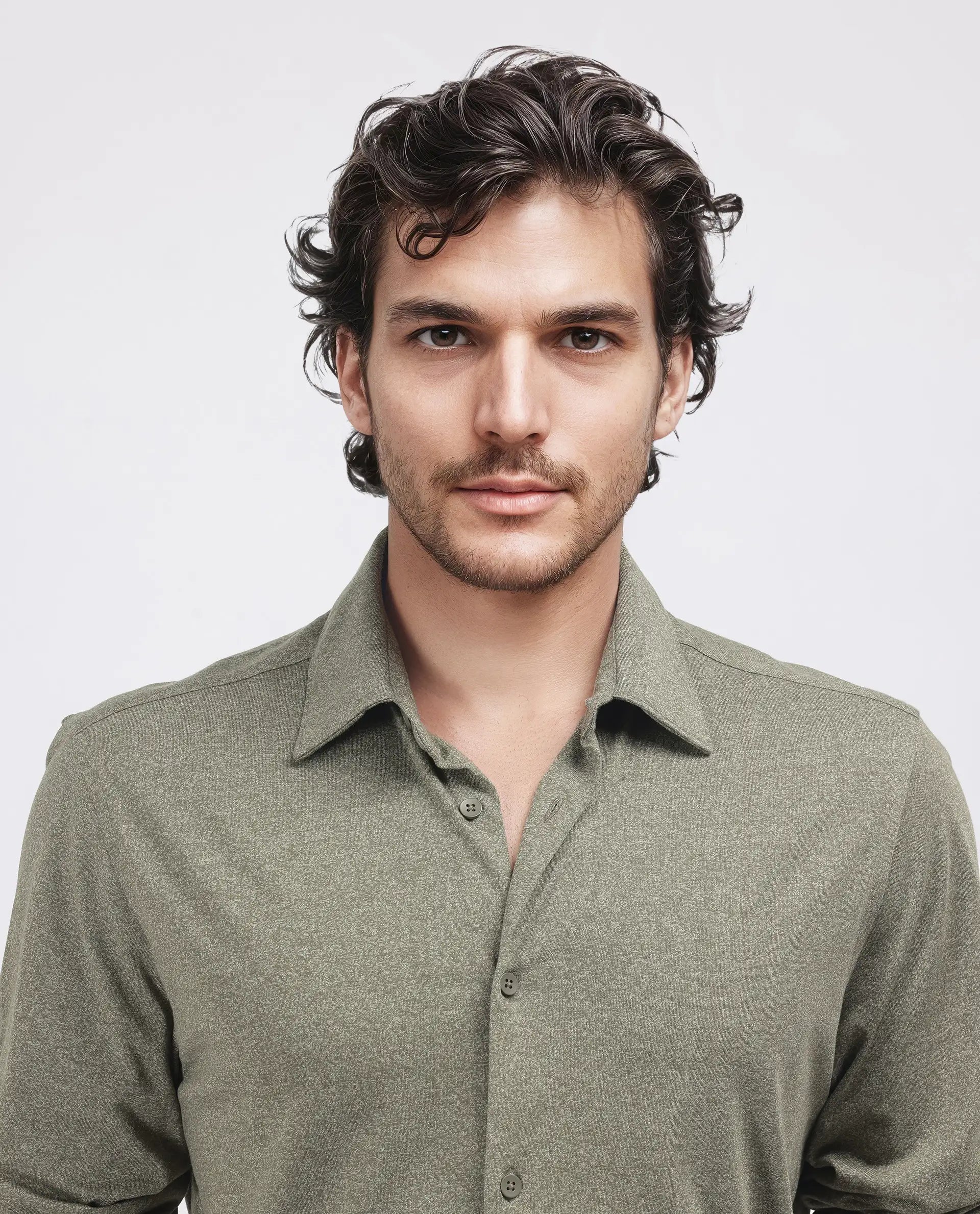 Rare Rabbit Men's Bler Olive Cotton Poly Fabric Full Sleeve Spread Collar Button Closure Regular Fit Plain Shirt