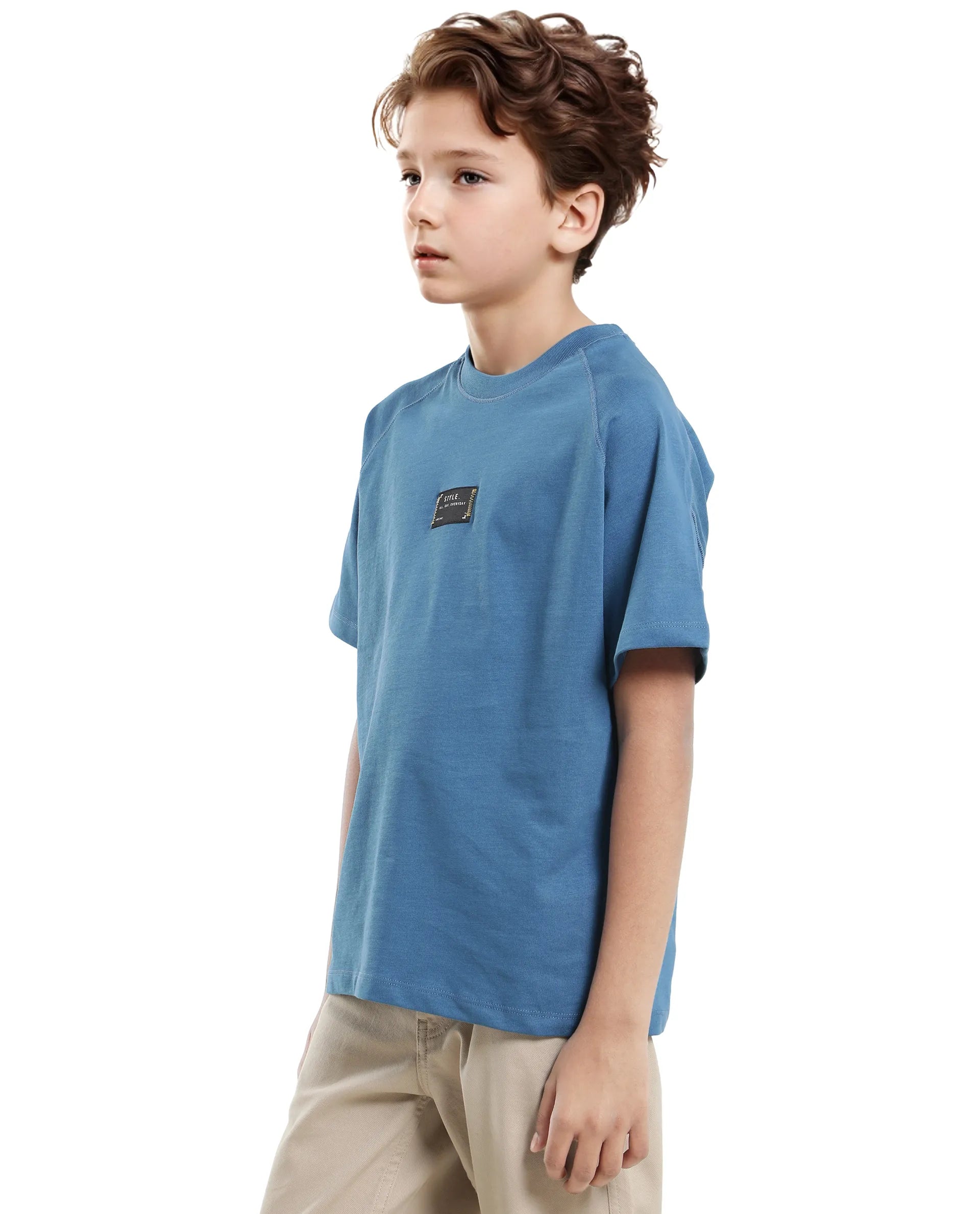 Rare Ones Kids Blip Dark Blue Cotton Short Sleeve Crew Neck T-Shirt