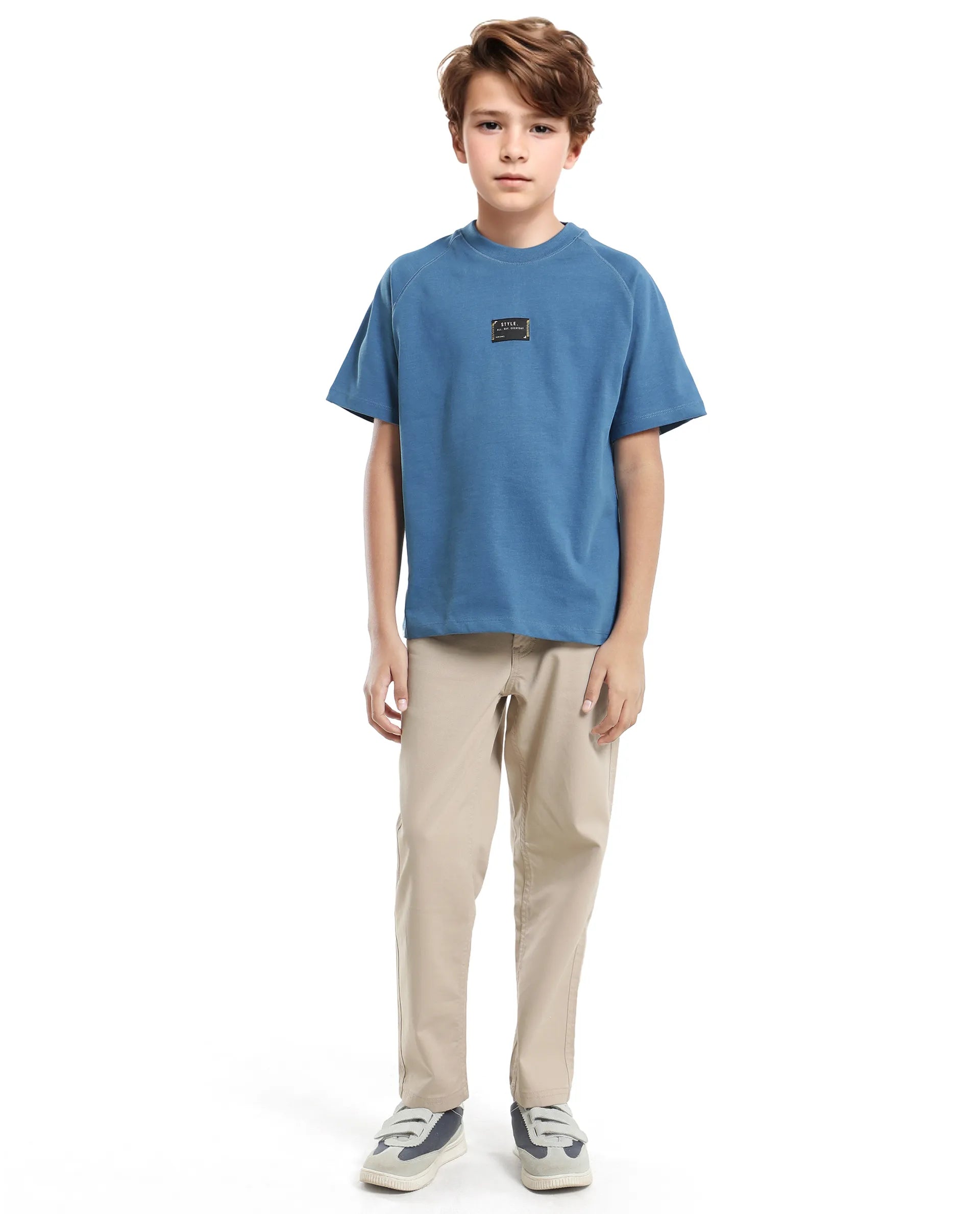 Rare Ones Kids Blip Dark Blue Cotton Short Sleeve Crew Neck T-Shirt