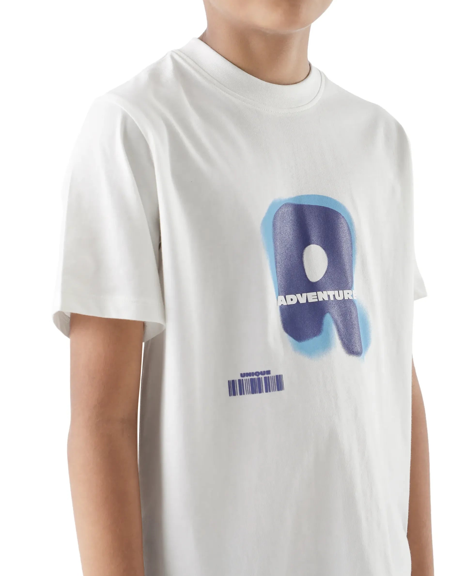 Rare Ones Kids Blurr Off White Cotton Half Sleeve Printed Slip-On Closure Regular Fit T-Shirt