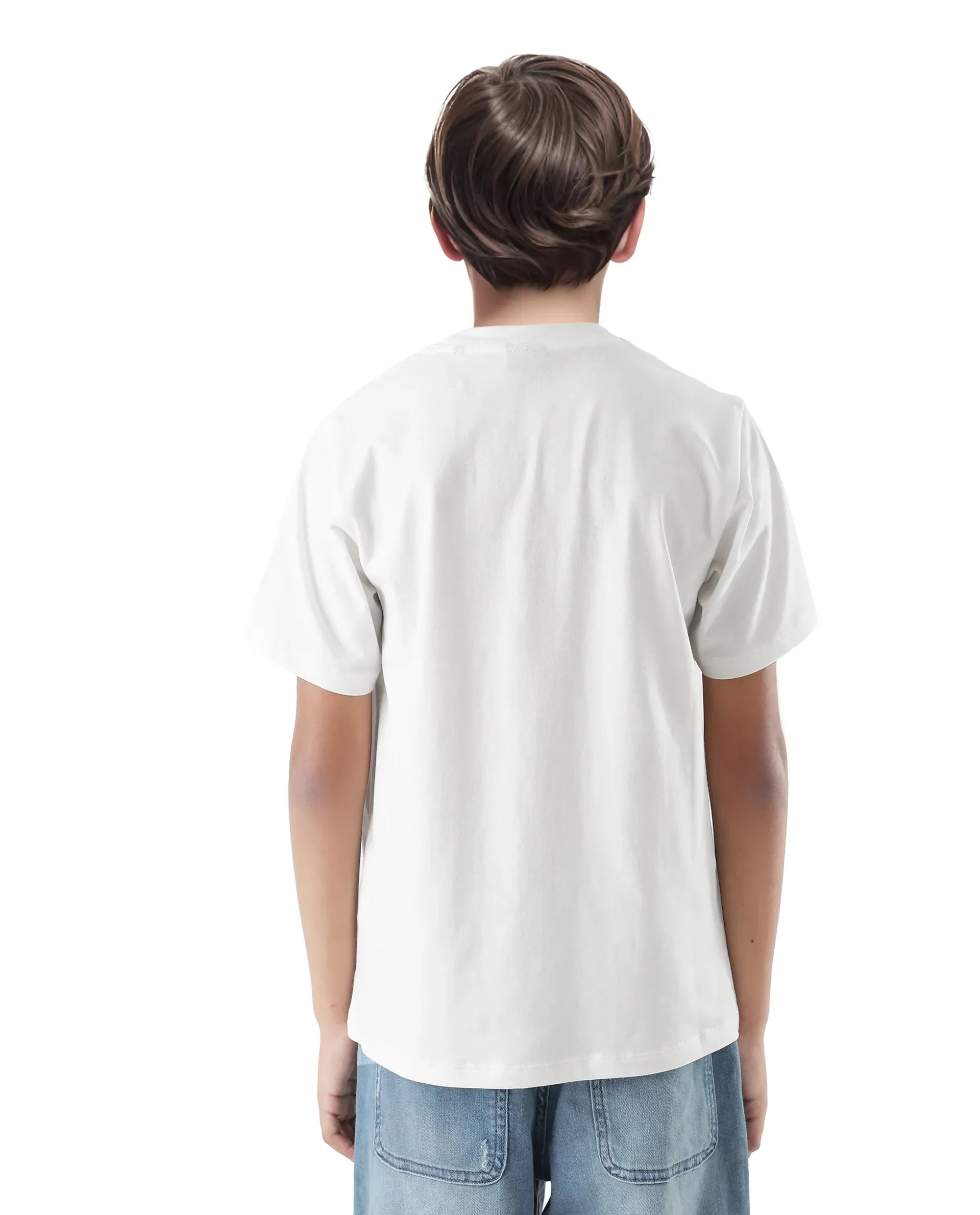 Rare Ones Kids Blurr Off White Cotton Half Sleeve Printed Slip-On Closure Regular Fit T-Shirt