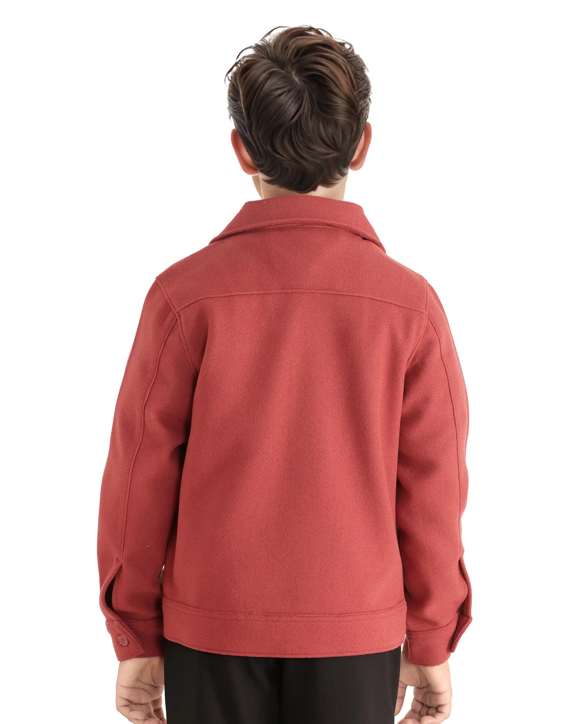Rare Ones Kids Bochin Rust Button Closure Lapel Neck Full Sleeve Jacket