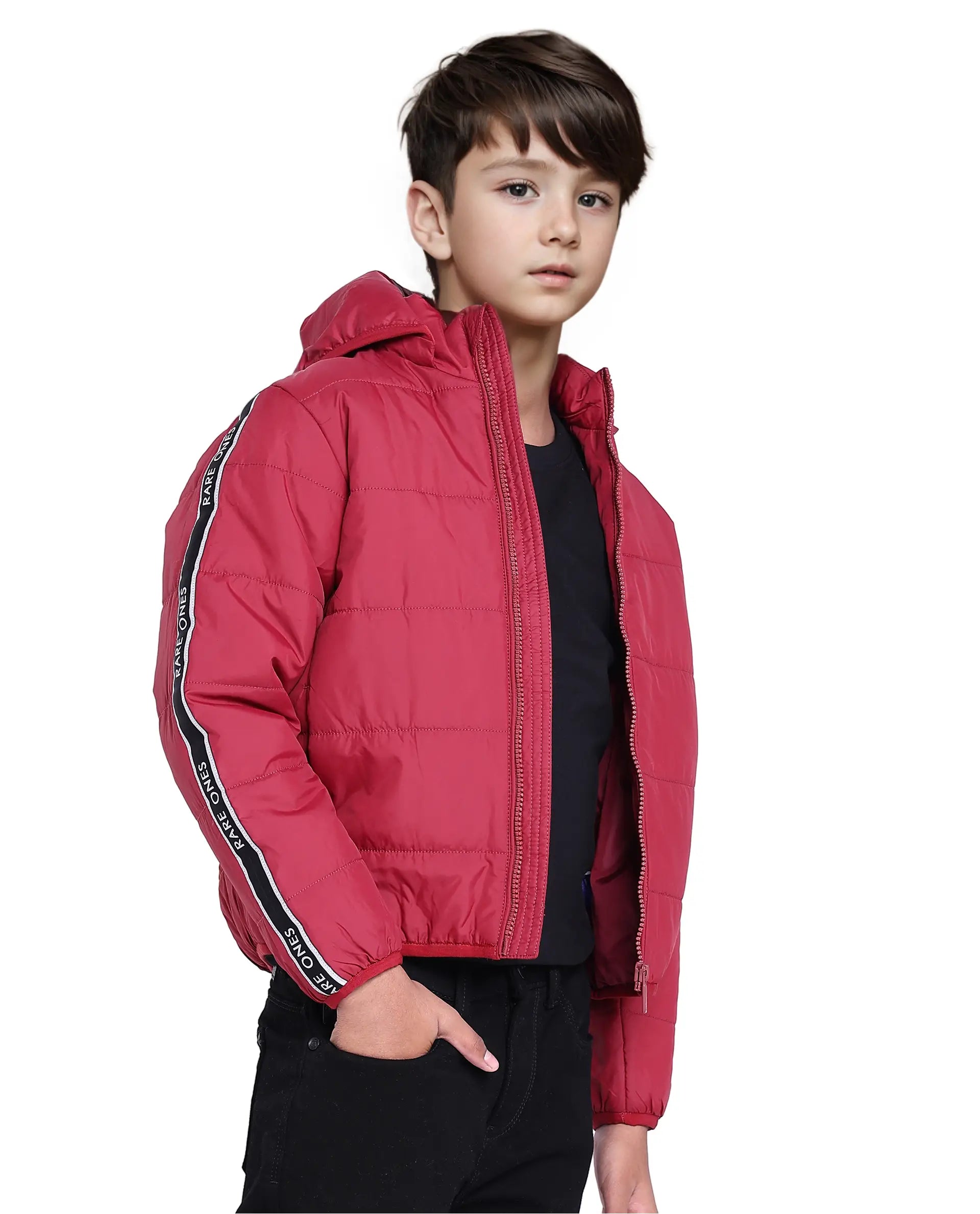 Rare Ones Kids Bolin Red Polyester Full Sleeve Solid Jacket