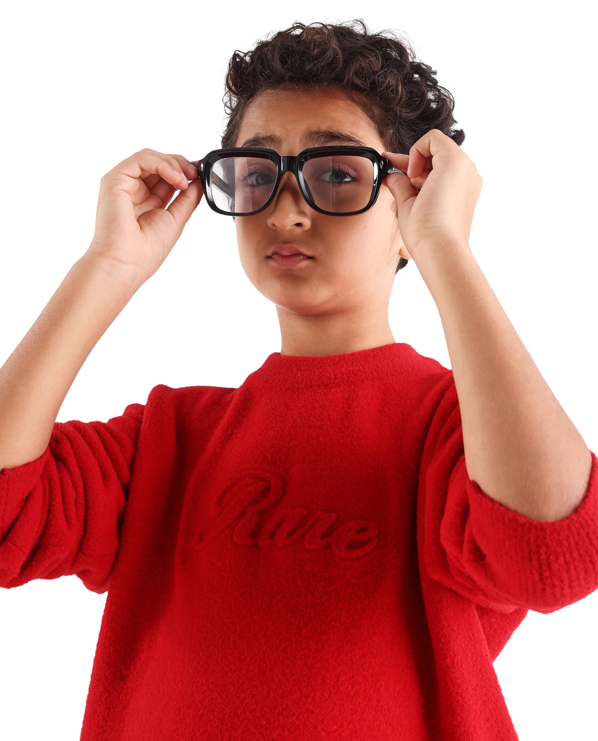 Rare Ones Kids Bon Red Acrylic Blend Typography Slip-On Closure Relaxed Fit Sweater