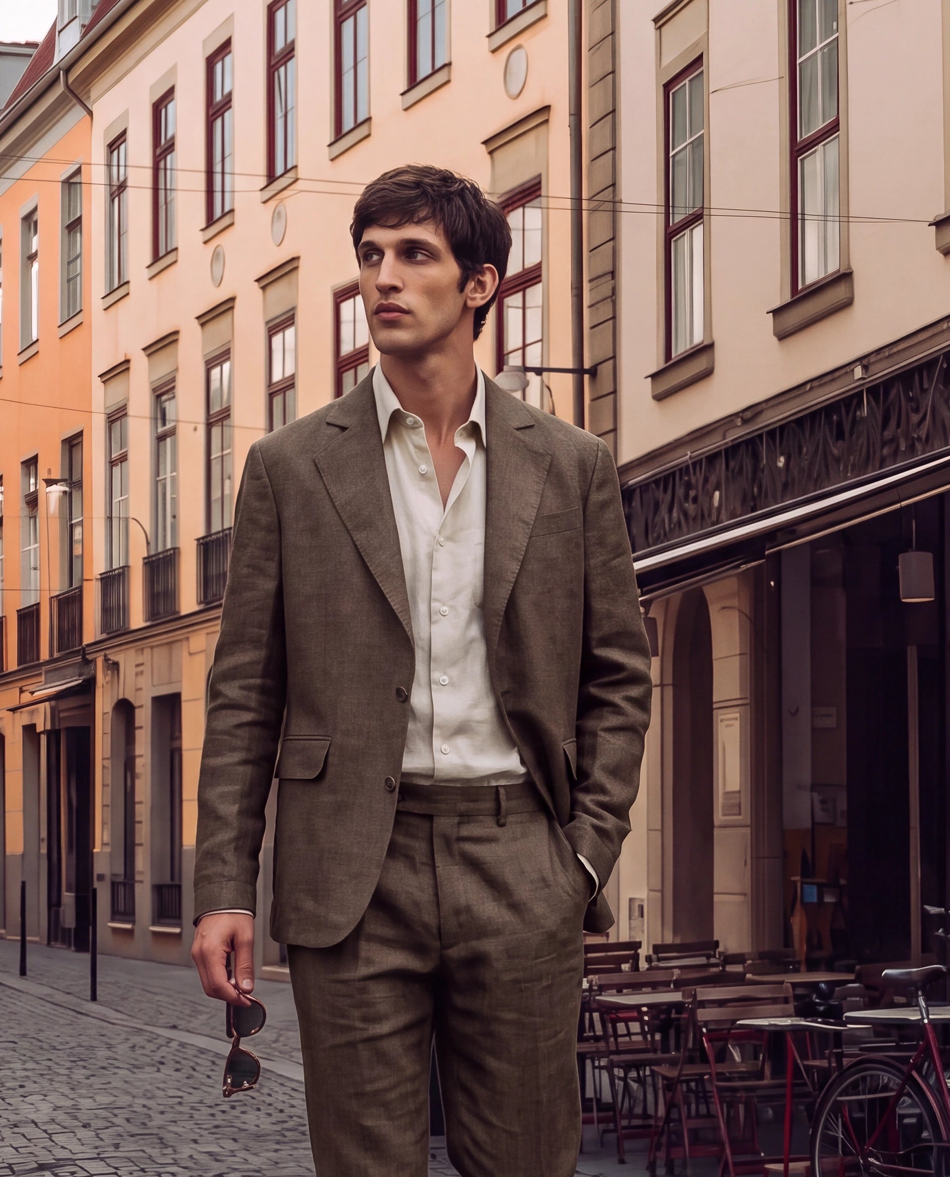 Rare Rabbit Men's Borium-Bl Brown 100% Linen Fabric Full Sleeve Lapel Collar Regular Plain Blazer