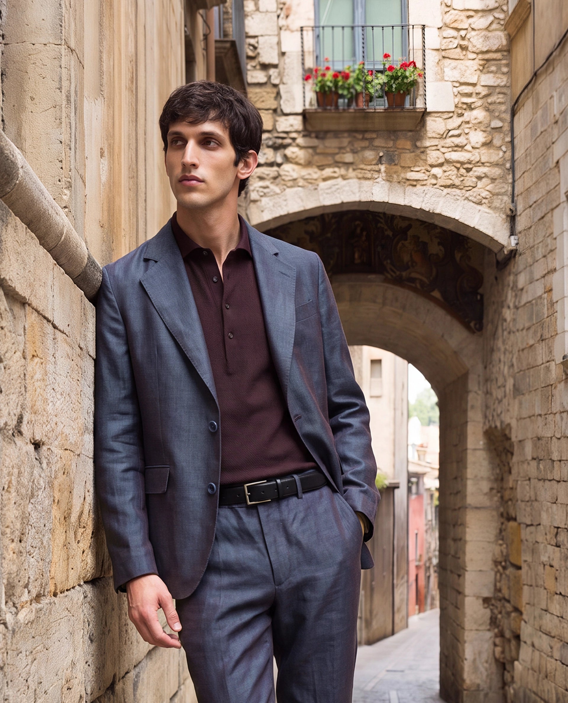 Rare Rabbit Men's Borium-Bl Dark Blue 100% Linen Fabric Full Sleeve Lapel Collar Regular Plain Blazer