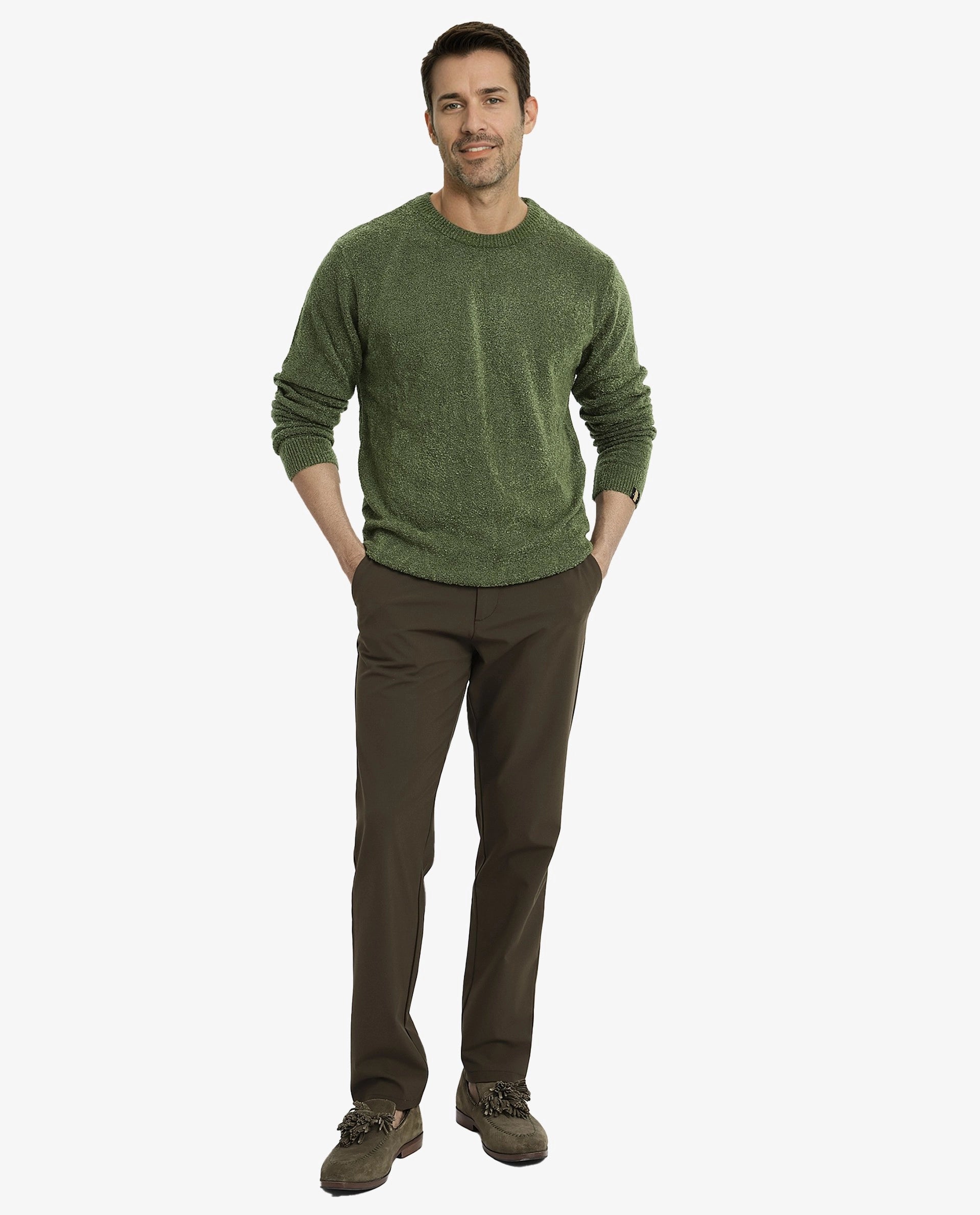 Rare Rabbit Men's Boule Green Poly Acrylic Fabric Full Sleeve Crew Neck Plain Sweater