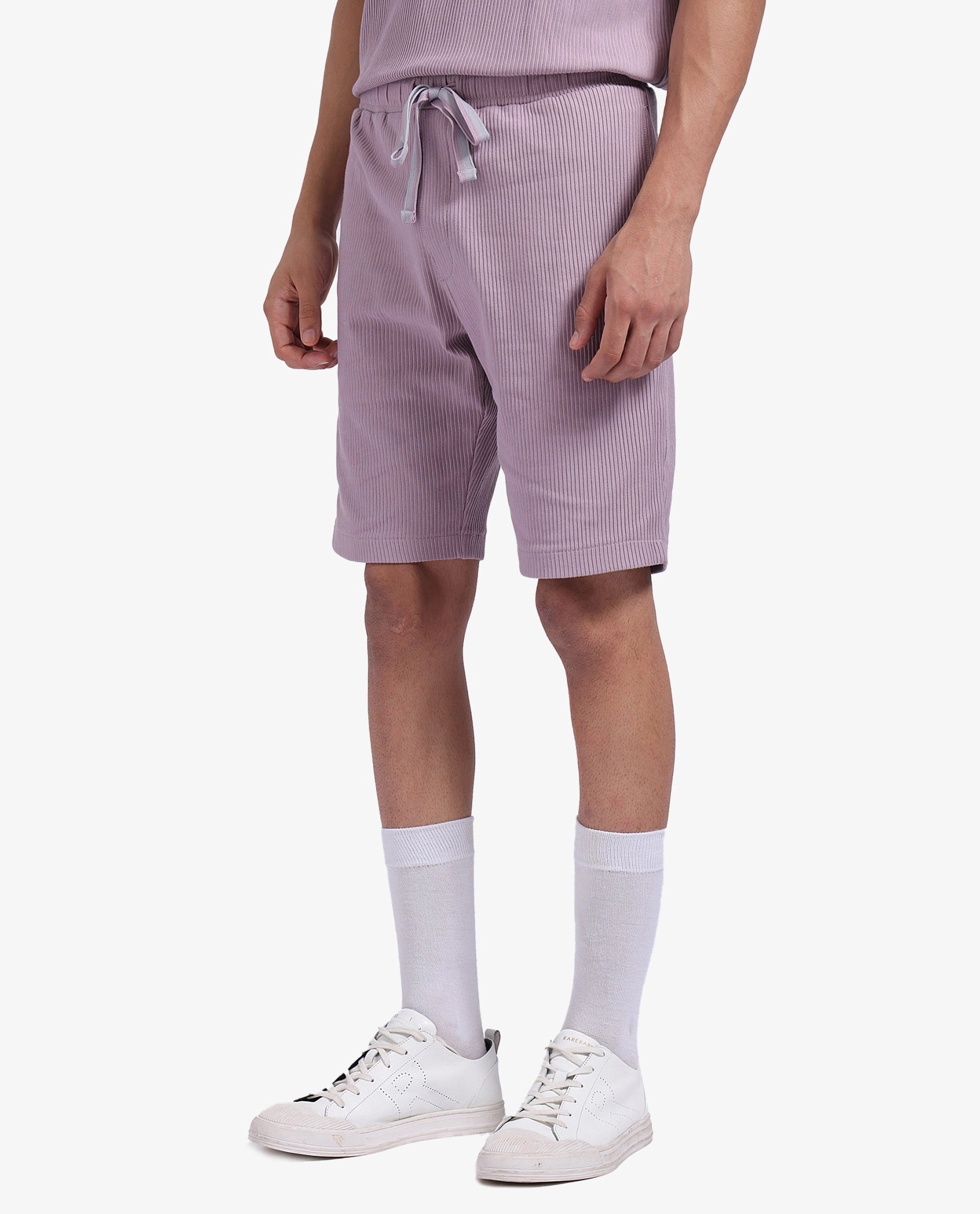 Rare Rabbit Men Breto-1 Dusky Pink Button Closure Regular Fit Plain Shorts