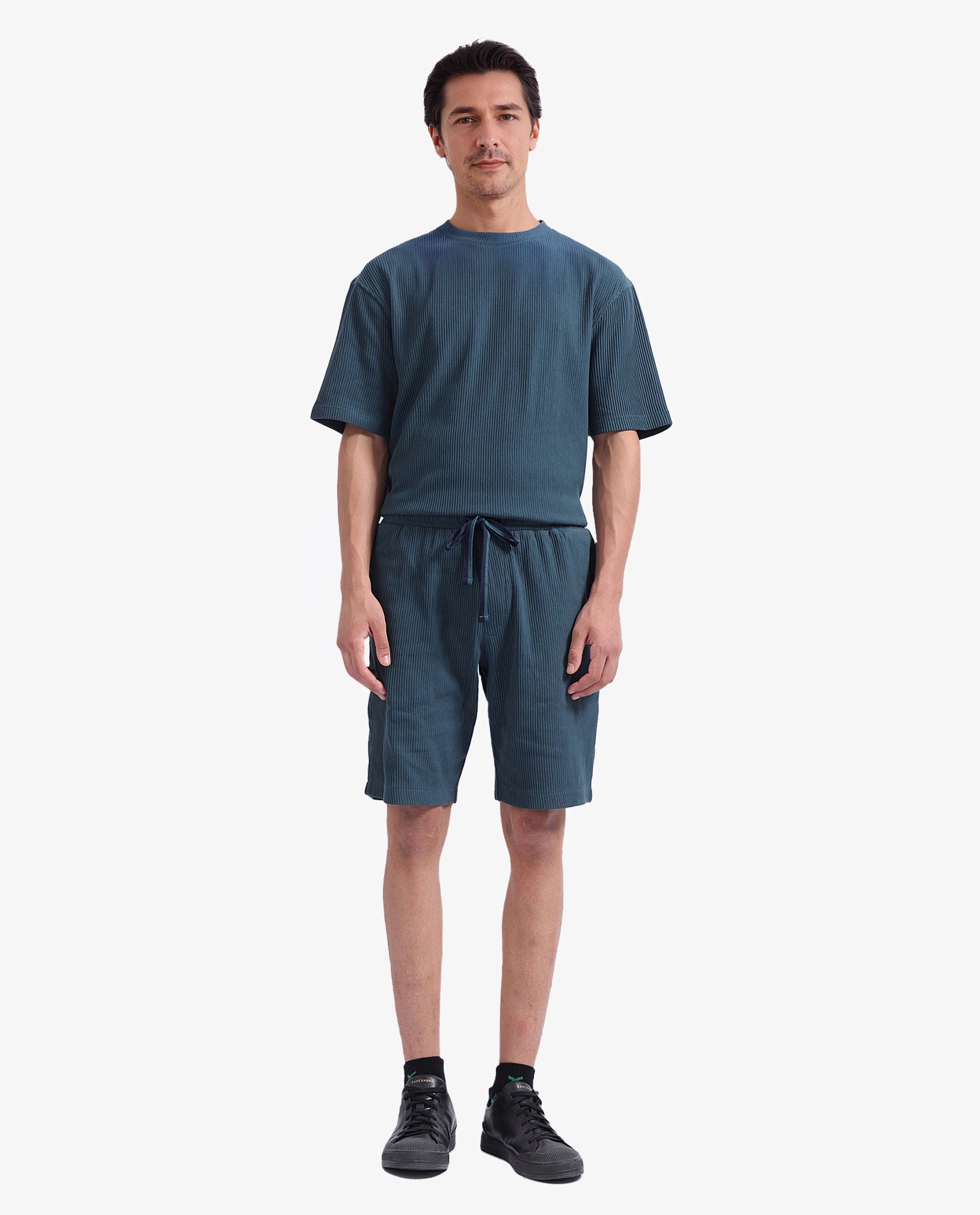 Rare Rabbit Men Breto-1 Dark Green Button Closure Regular Fit Plain Shorts